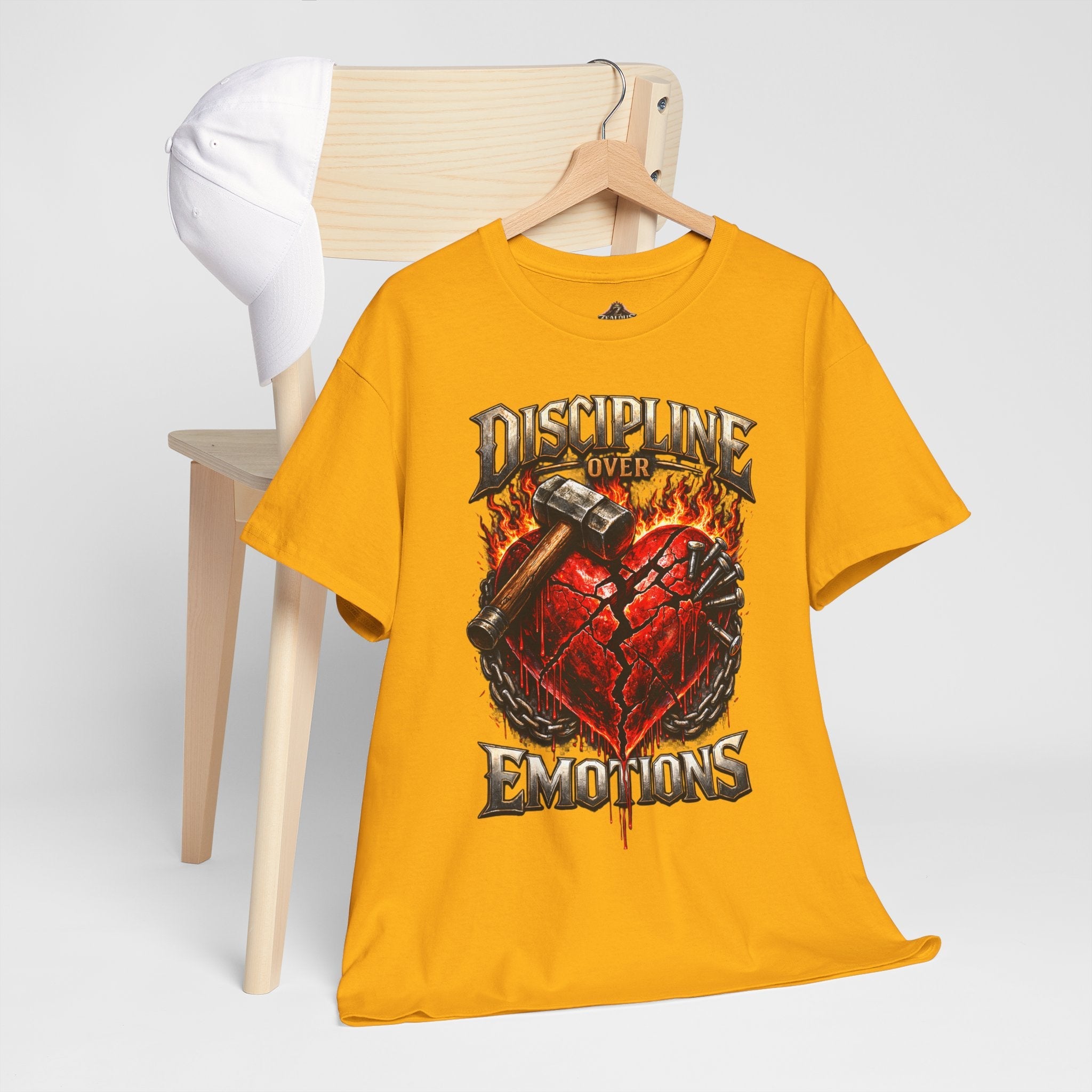 Discipline Over Emotions Graphic T-Shirt (Red Heart) Printify