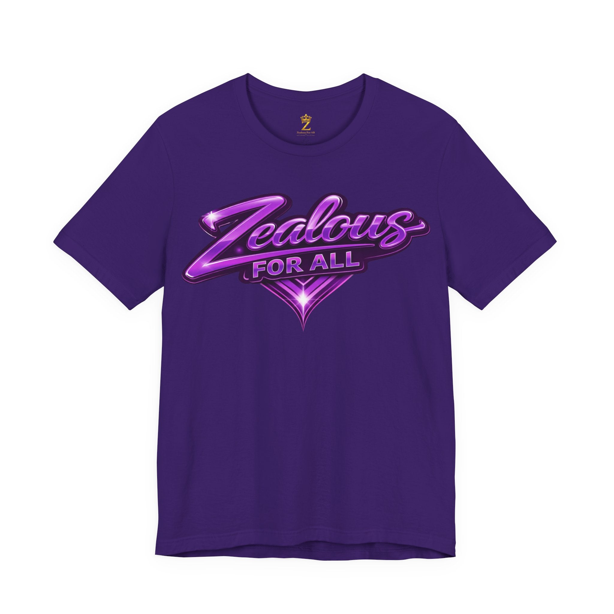 Zealous For All Graphic T-Shirt (Purple Logo) Printify