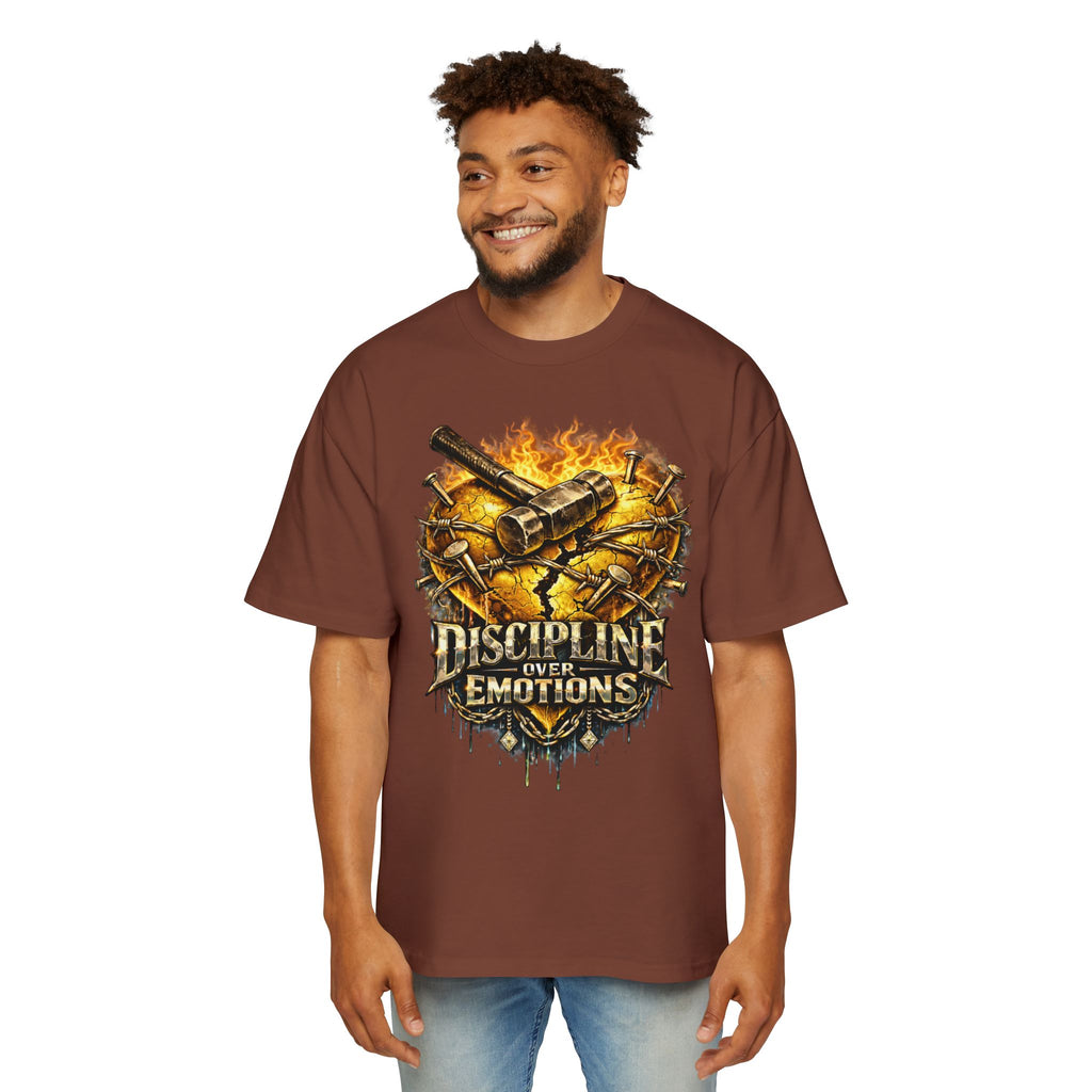 Oversized Discipline Over Emotions Graphic Tee (Gold Heart) Printify