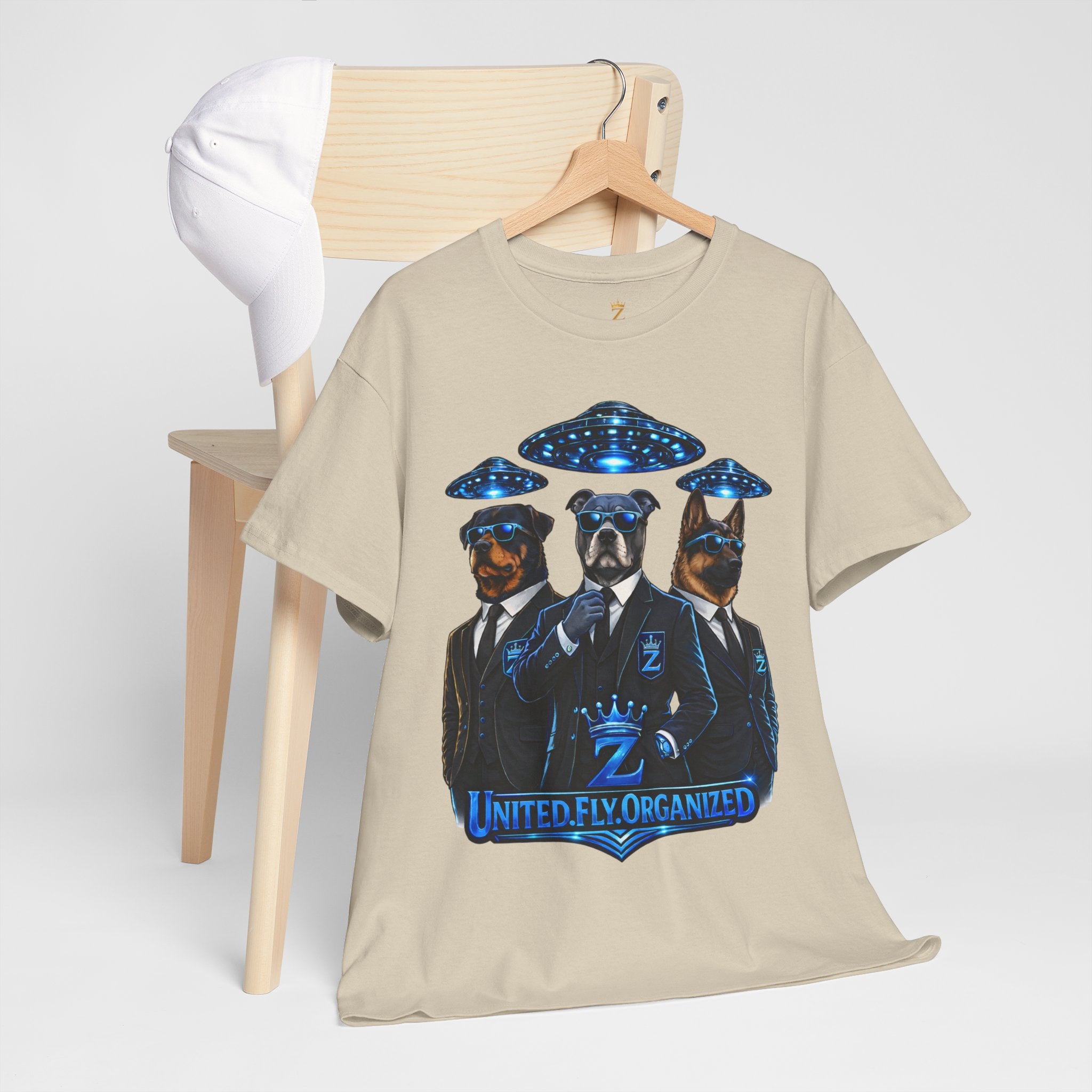 Adult "United. Fly. Organized." Graphic Tee (Blue) Printify