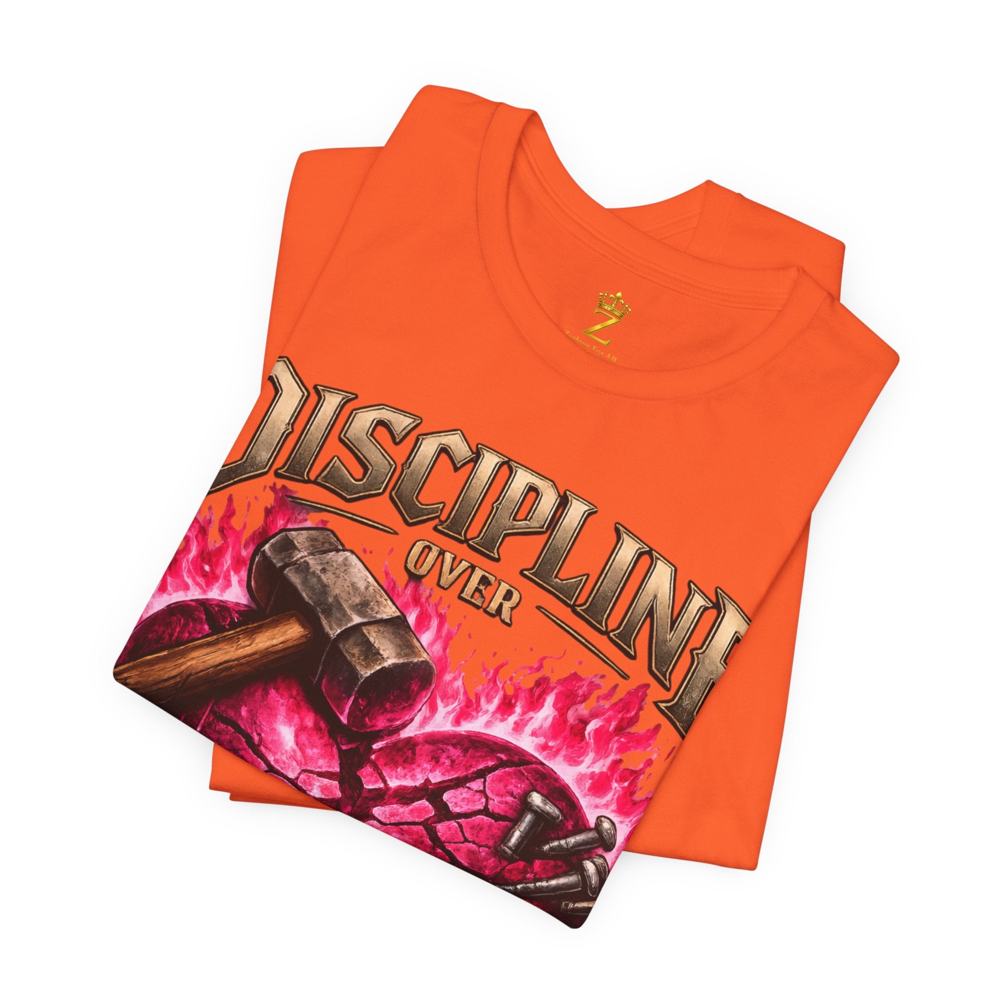 Discipline Over Emotions Premium Graphic T-Shirt (Hot Pink Heart) Printify