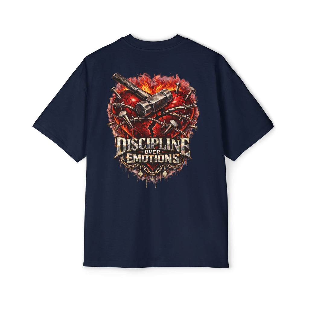 Oversized Discipline Over Emotions (Back) Graphic Tee (Red Heart) Printify