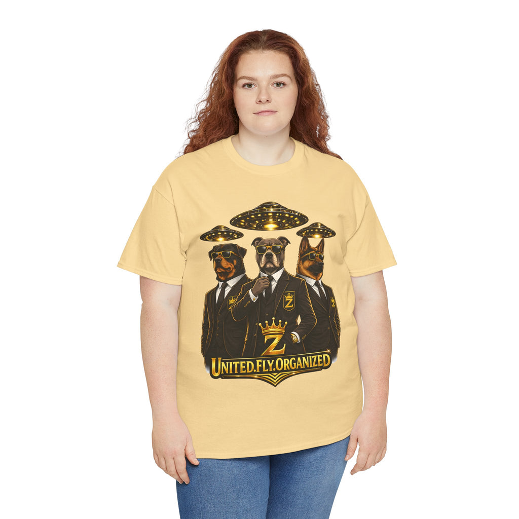 Adult "United. Fly. Organized." Graphic Tee (Gold) Printify
