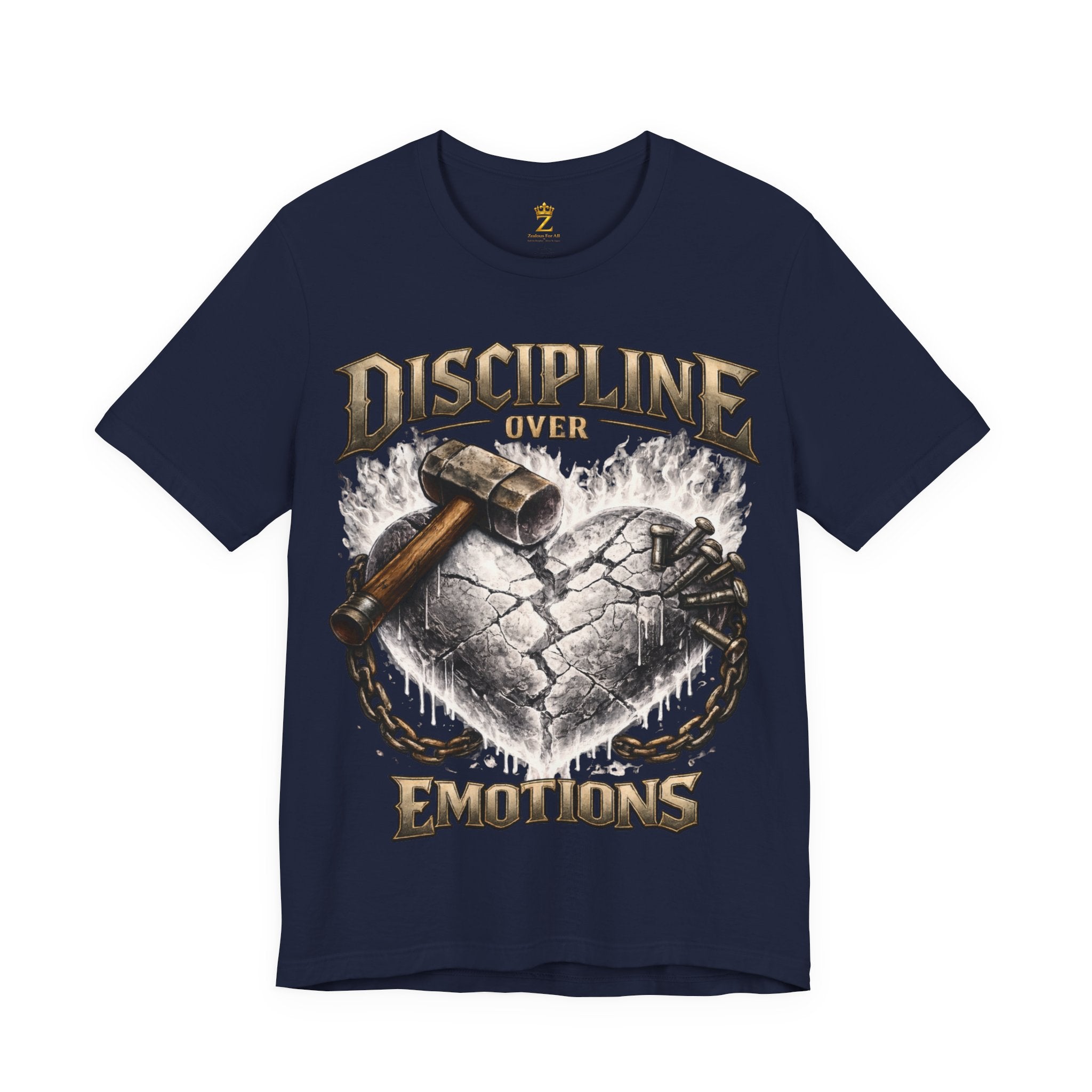 Discipline Over Emotions Premium Graphic T-Shirt (White Heart) Printify