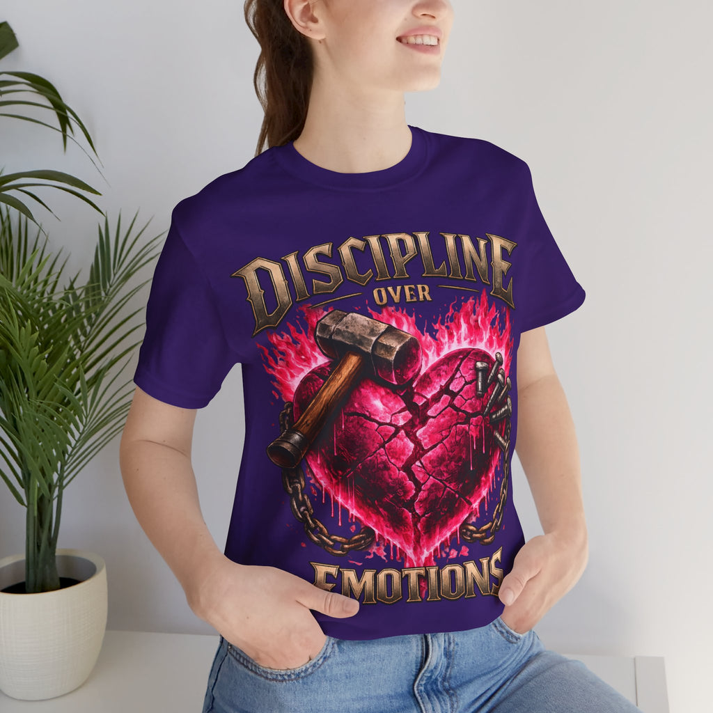 Discipline Over Emotions Premium Graphic T-Shirt (Hot Pink Heart) Printify