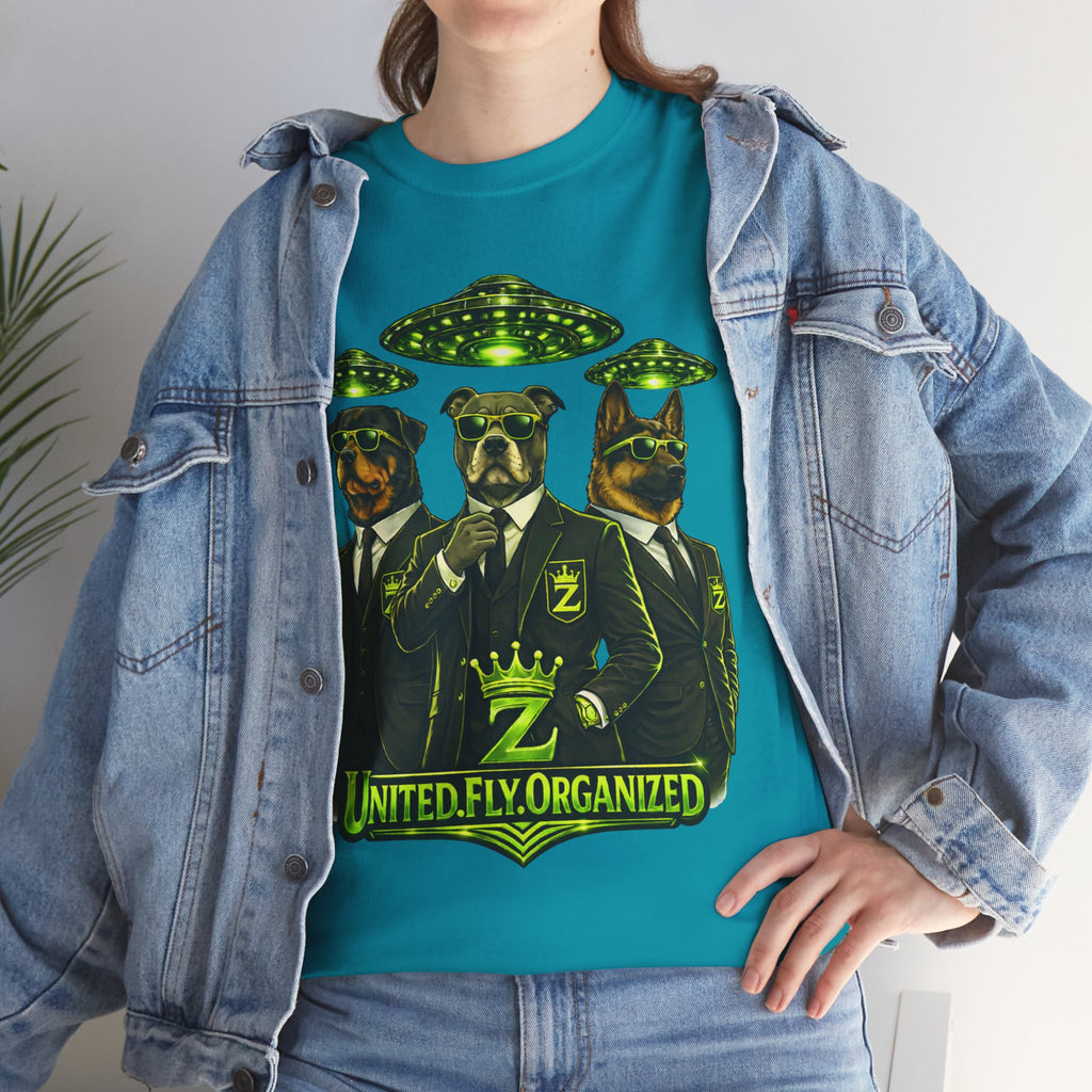 Adult "United. Fly. Organized." Graphic Tee (Lime Green) Printify