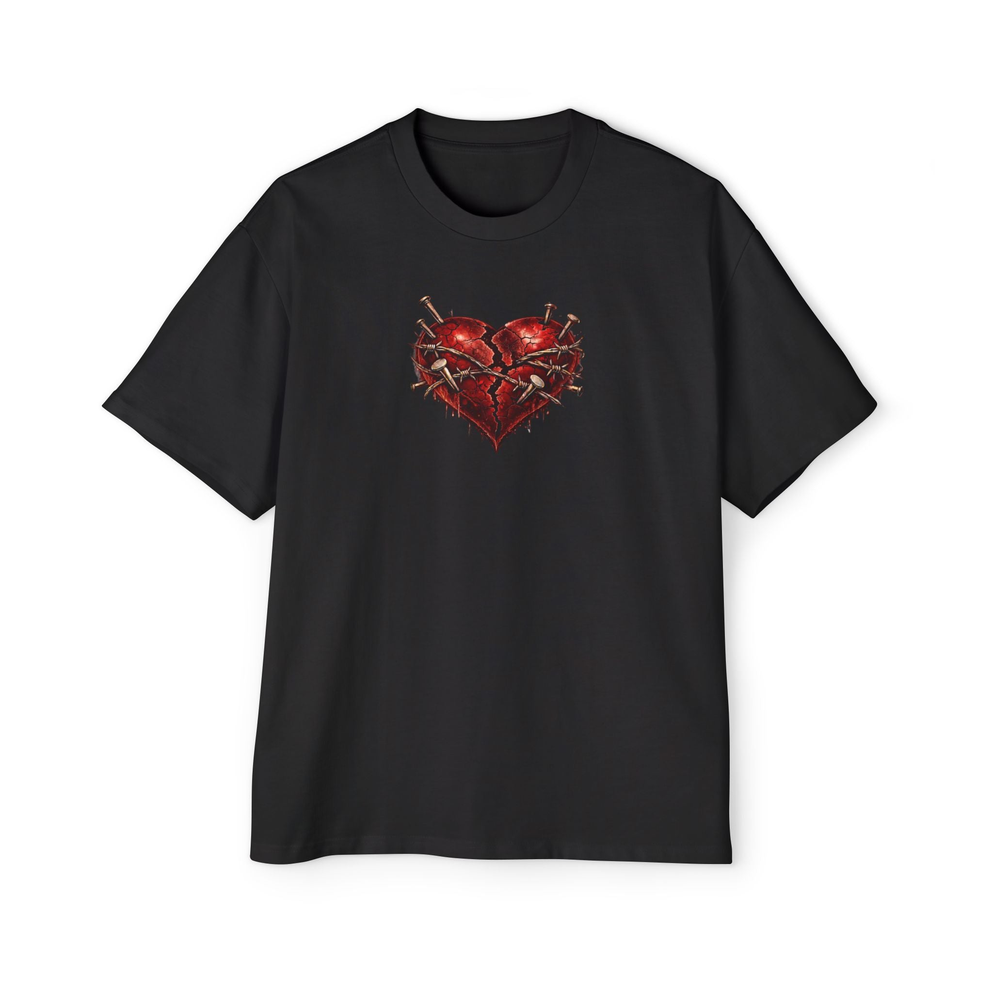 Oversized Discipline Over Emotions (Back) Graphic Tee (Red Heart) Printify