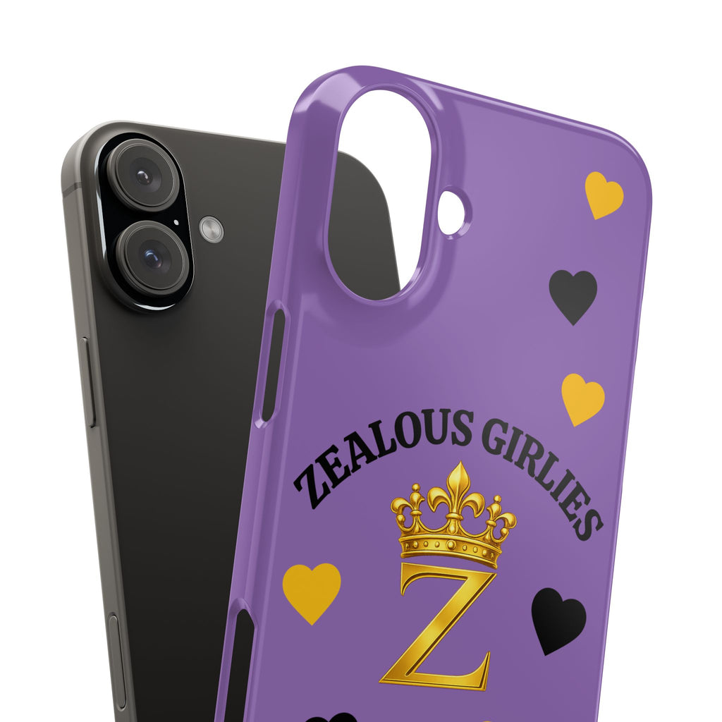Zealous Girlies 'Z' Crown Slim Phone Case — Purple & Gold Heart Design Printify