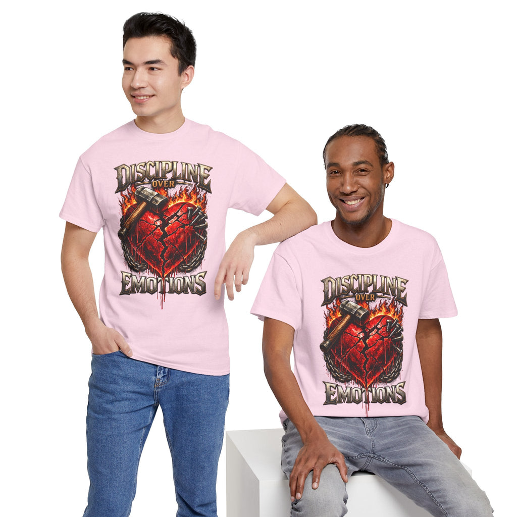 Discipline Over Emotions Graphic T-Shirt (Red Heart) Printify