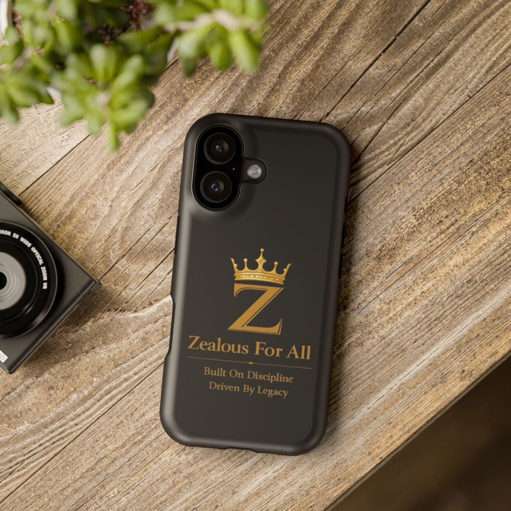 Phone Case — "Zealous For All" Gold Crown Impact-Resistant Case Printify
