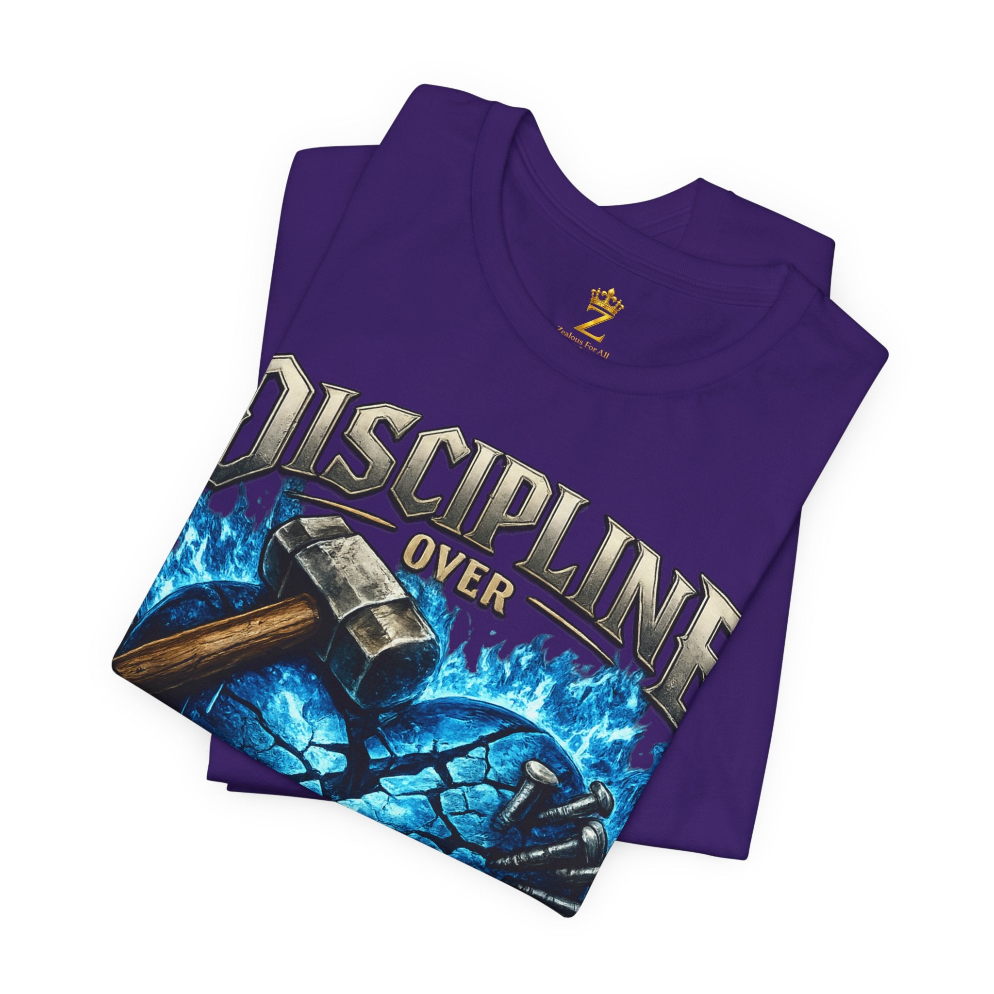 Discipline Over Emotions Premium Graphic T-Shirt (Blue Heart) Printify