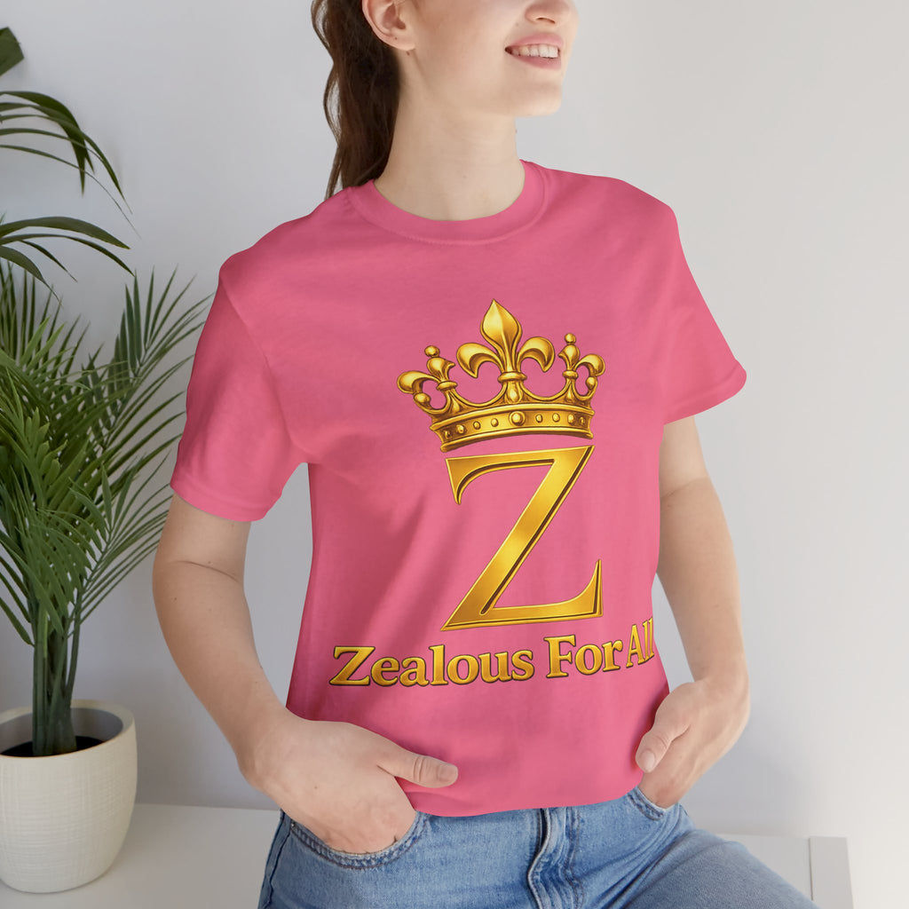 Unisex Zealous For All T-Shirt (Gold Logo) Printify