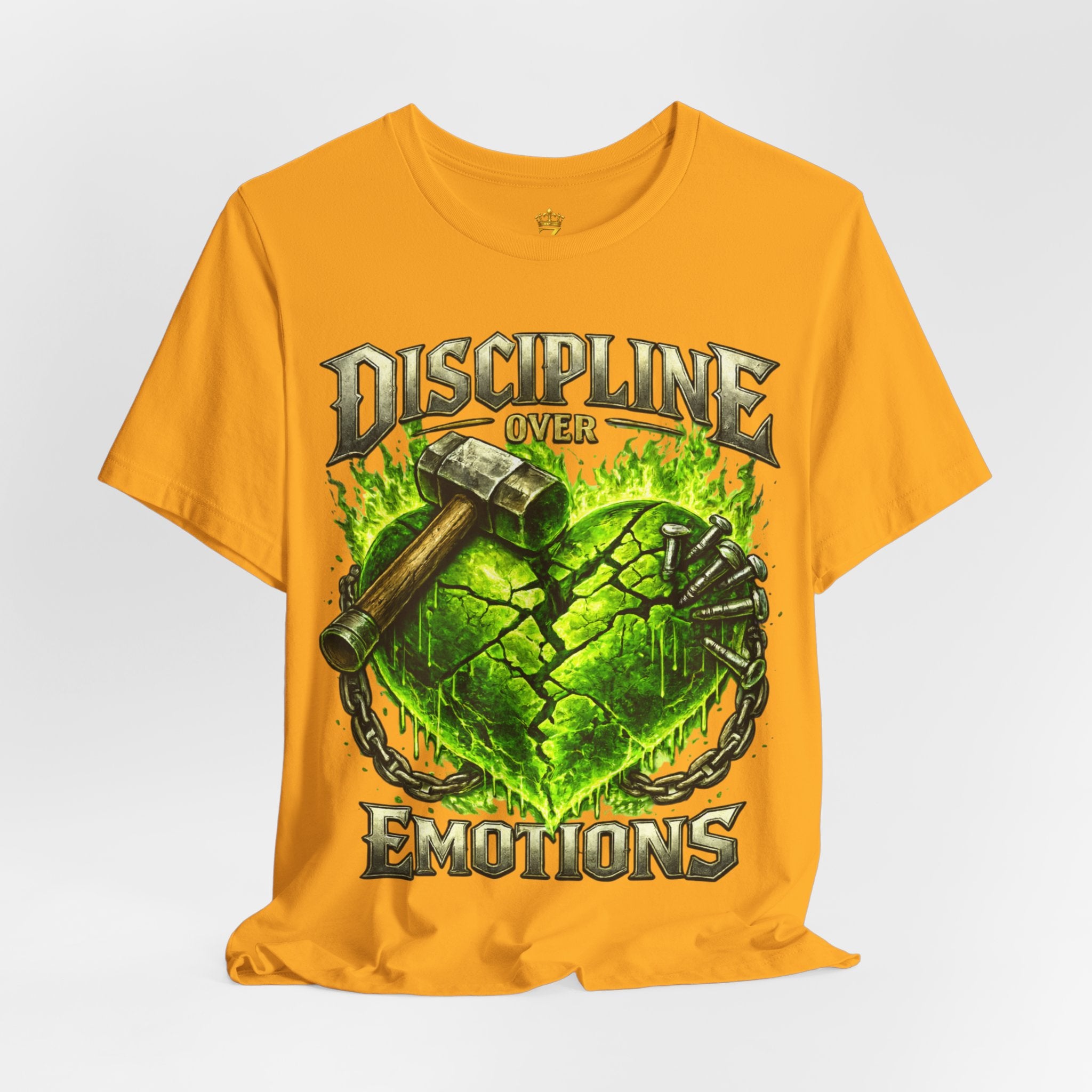 Discipline Over Emotions Premium Graphic T-Shirt (Lime Green Heart) Printify