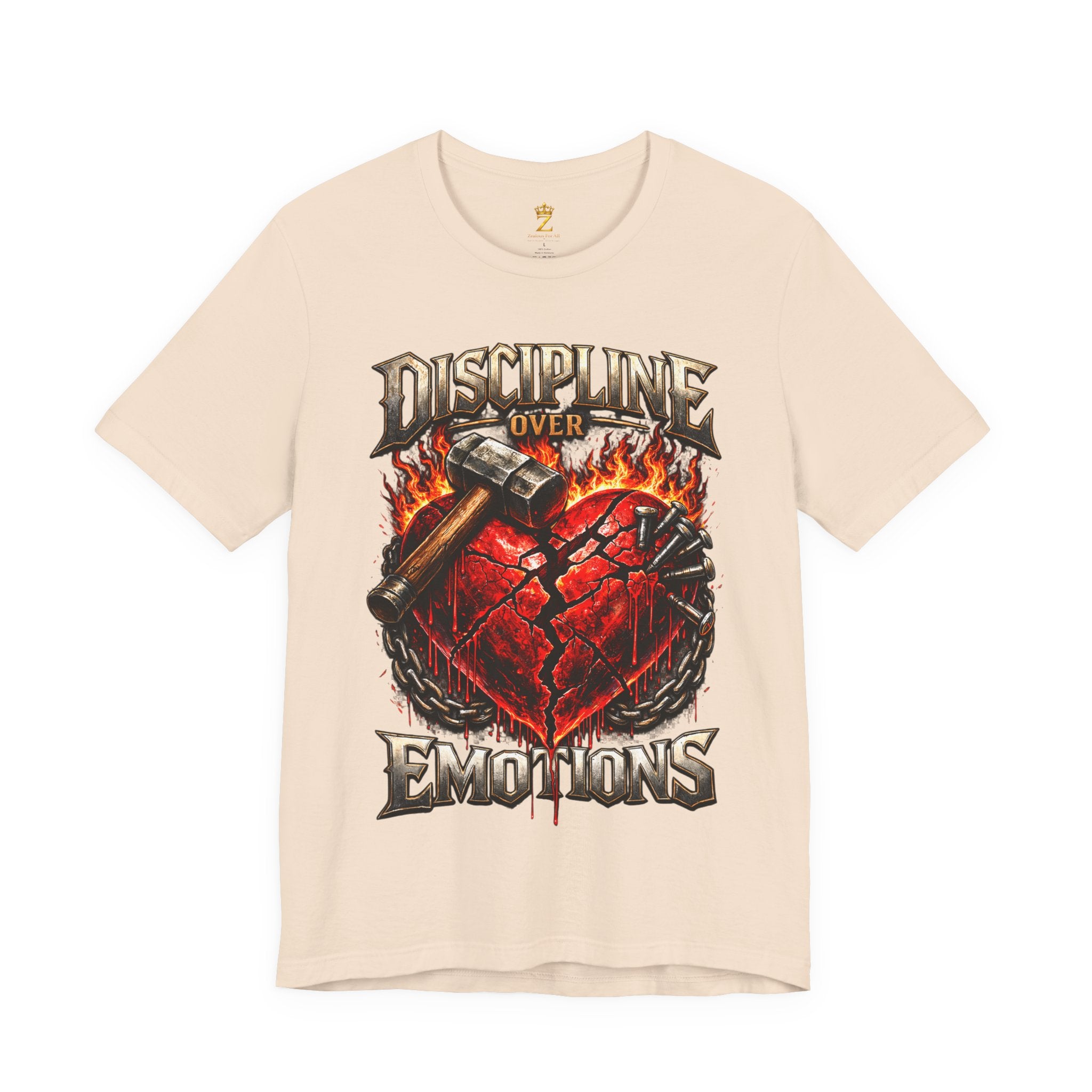 Discipline Over Emotions Premium Graphic T-Shirt (Red Heart) Printify