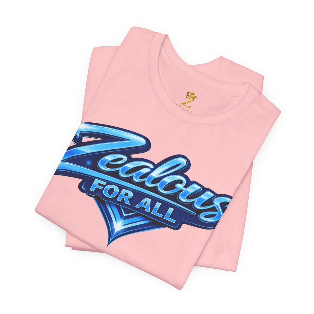Zealous For All Graphic T-Shirt (Blue Logo) Printify