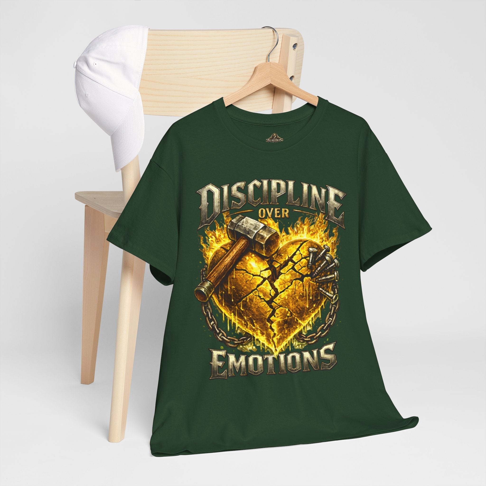 Adult Discipline Over Emotions Graphic T-Shirt (Gold Heart)
