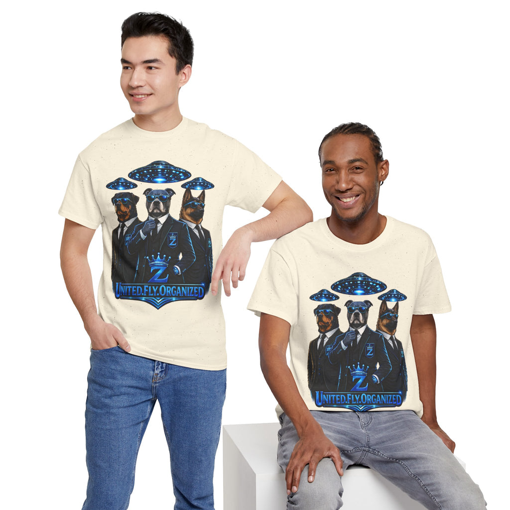 Adult "United. Fly. Organized." Graphic Tee (Blue) Printify