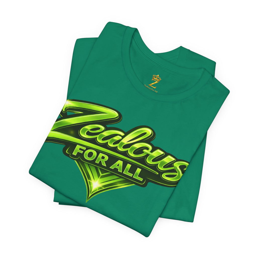Zealous For All Graphic T-Shirt (Lime Green Logo) Printify
