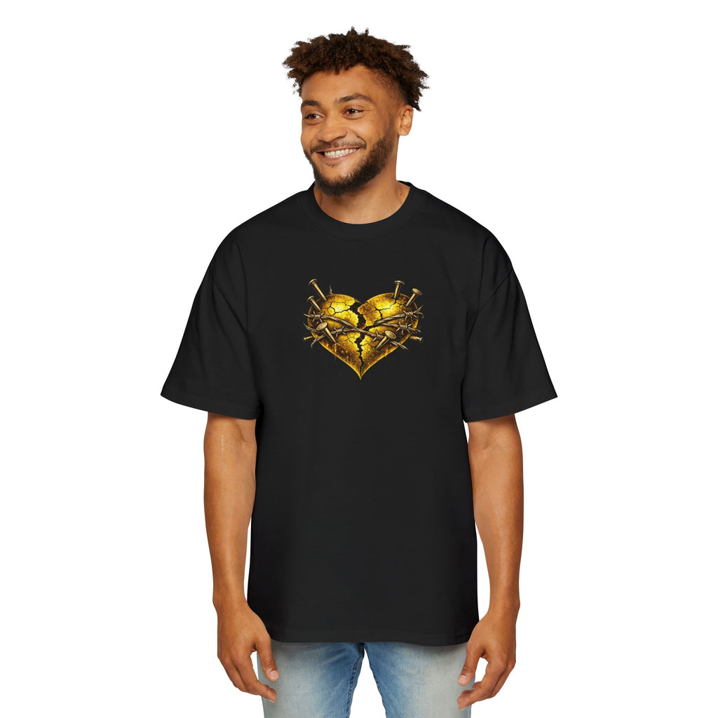 Oversized Discipline Over Emotions (Back) Graphic Tee (Gold Heart) Printify