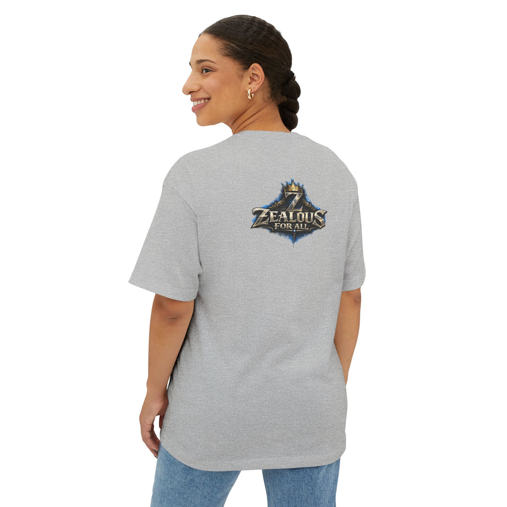 Adult *Oversized* Discipline Over Emotions Graphic T-Shirt (Blue Heart) - Zealous For All