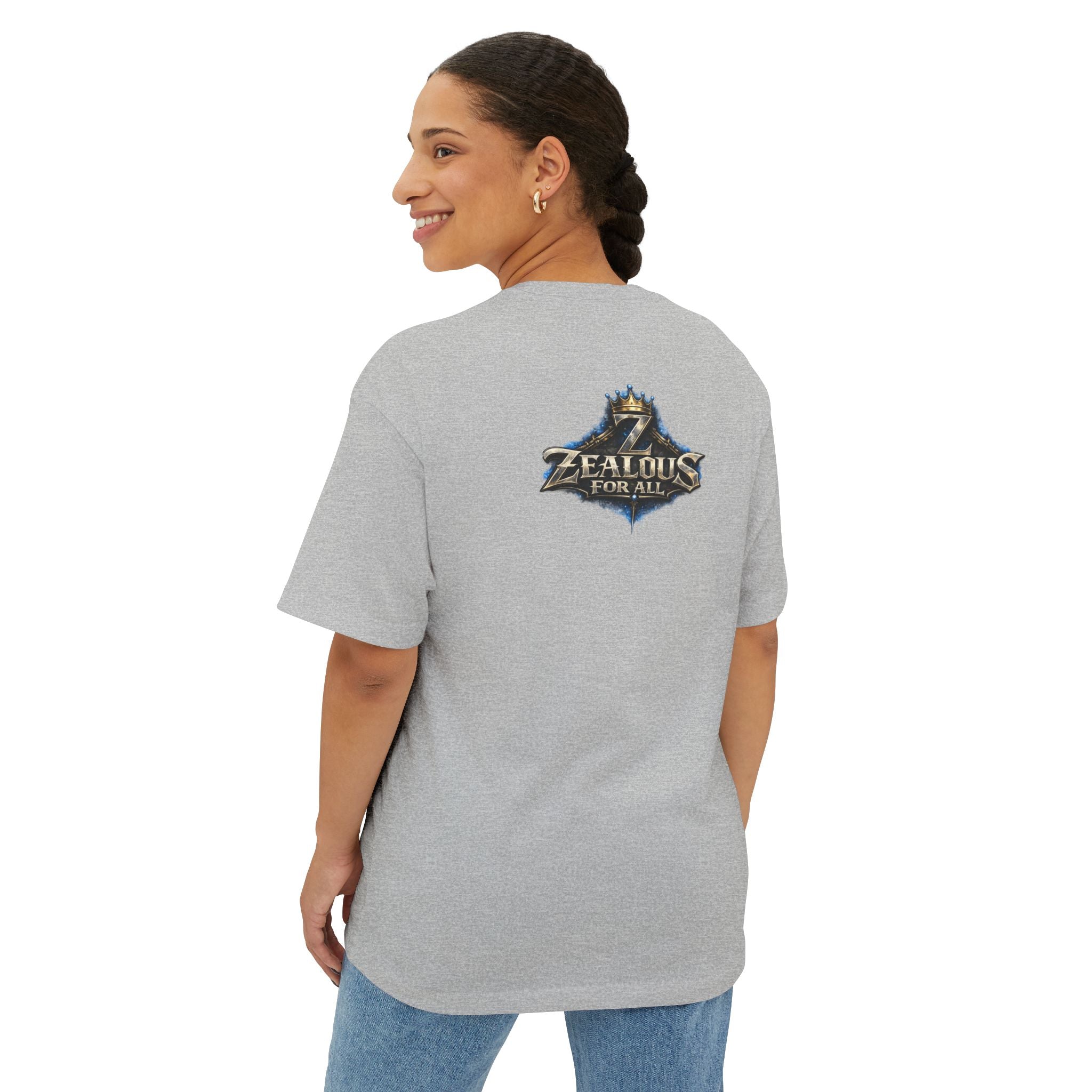 Adult *Oversized* Discipline Over Emotions Graphic T-Shirt (Blue Heart) - Zealous For All