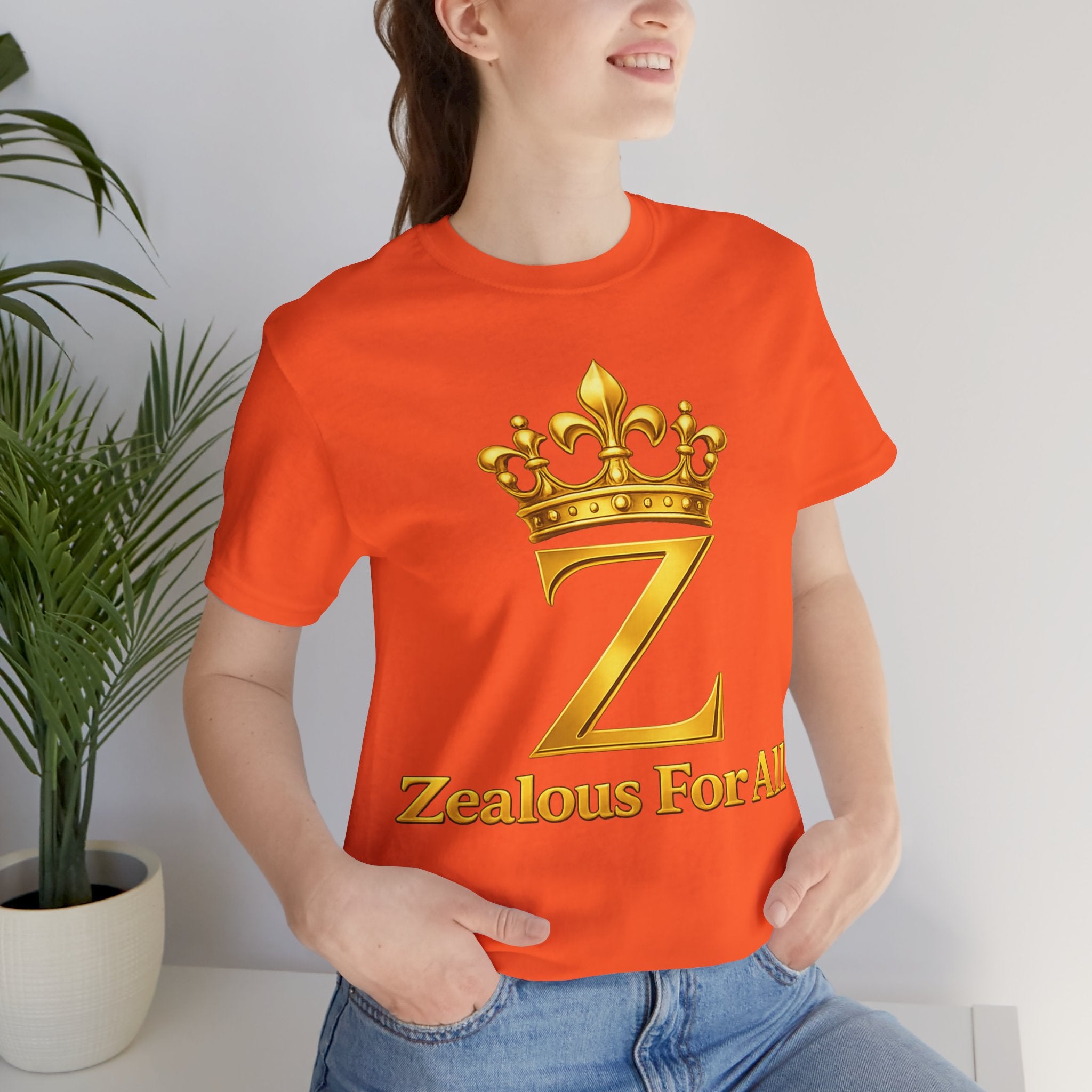 Unisex Zealous For All T-Shirt (Gold Logo) Printify
