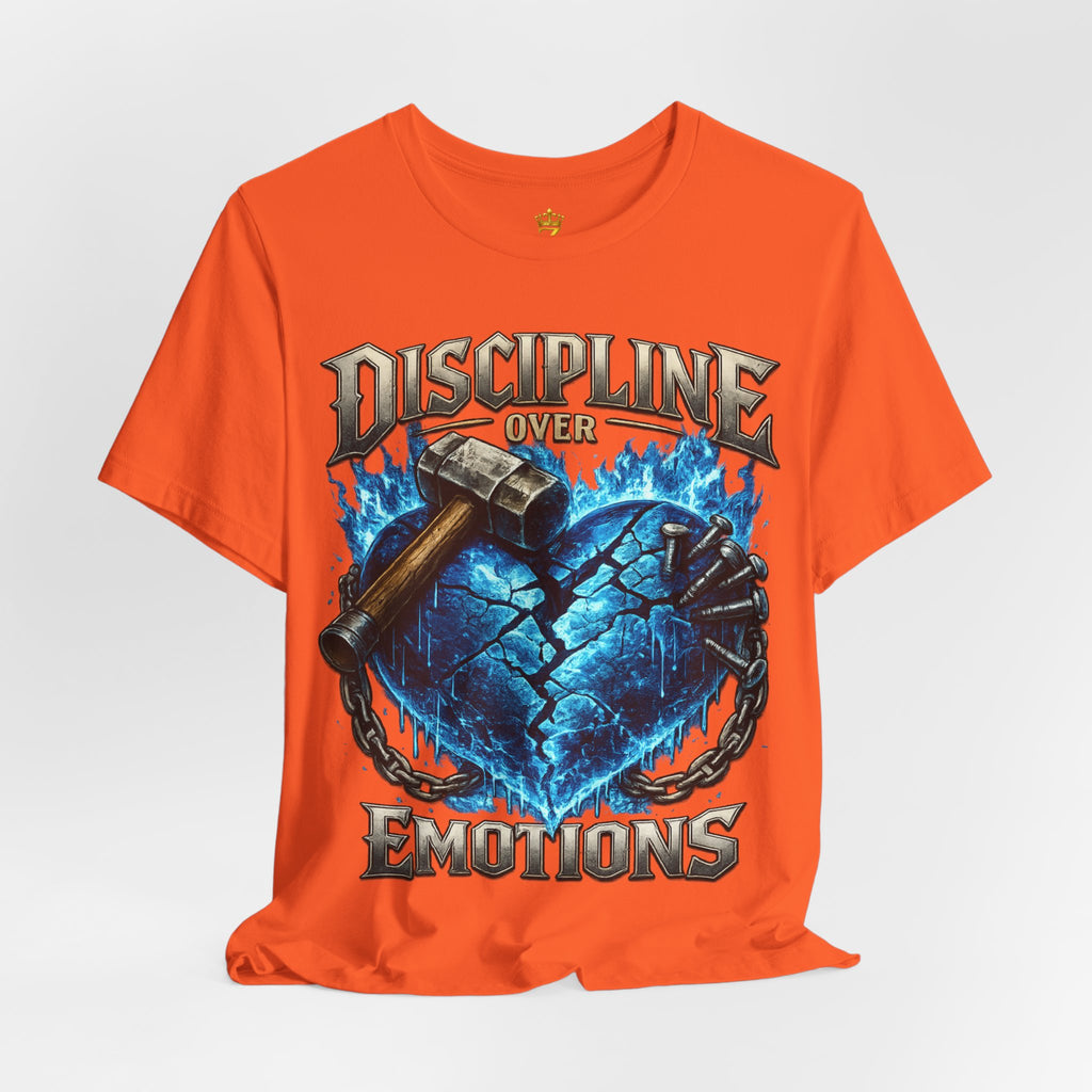 Discipline Over Emotions Premium Graphic T-Shirt (Blue Heart) Printify