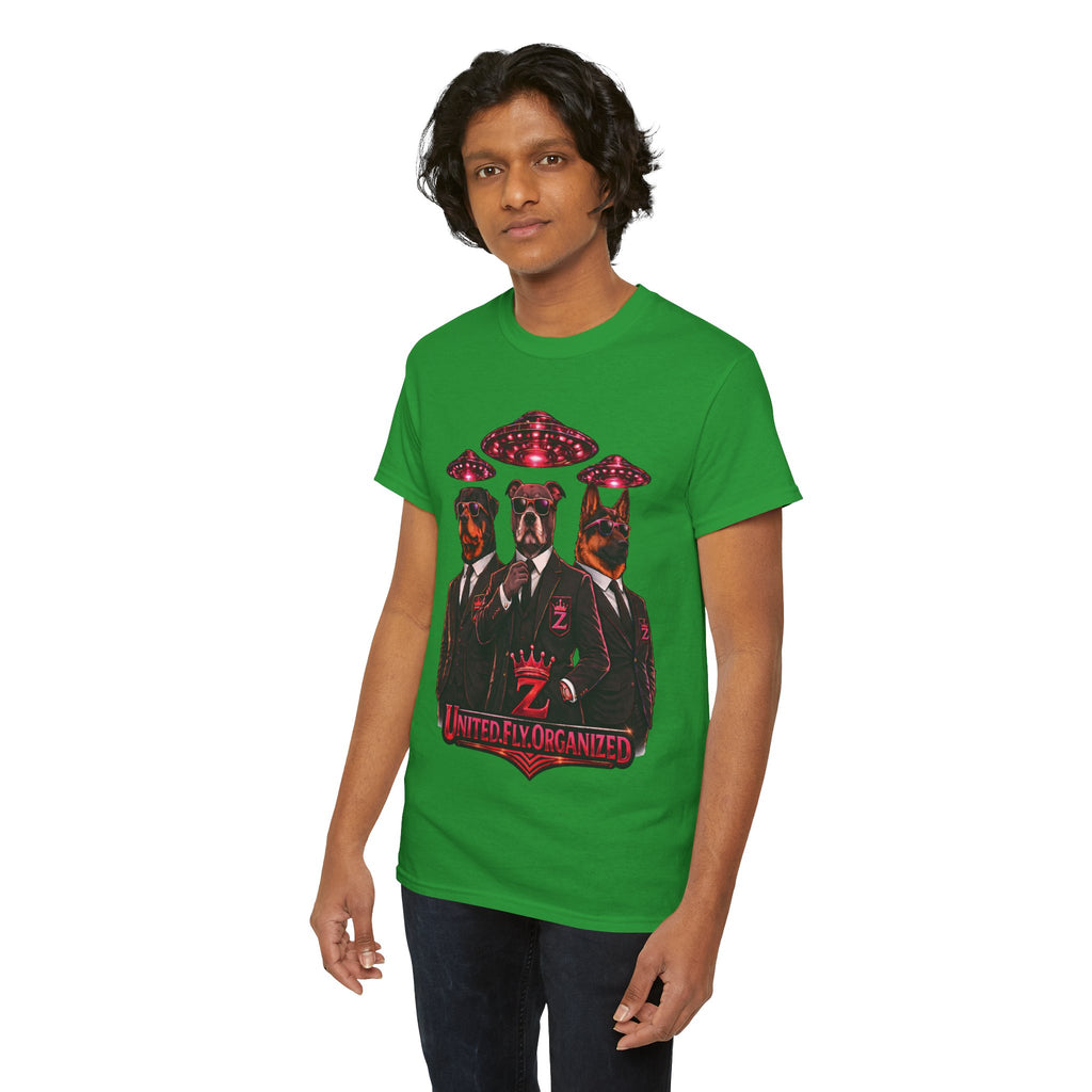 Adult "United. Fly. Organized." Graphic Tee (Hot Pink) Printify