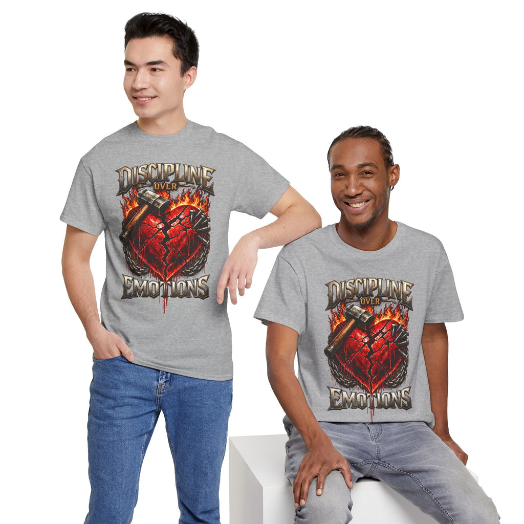 Discipline Over Emotions Graphic T-Shirt (Red Heart) Printify