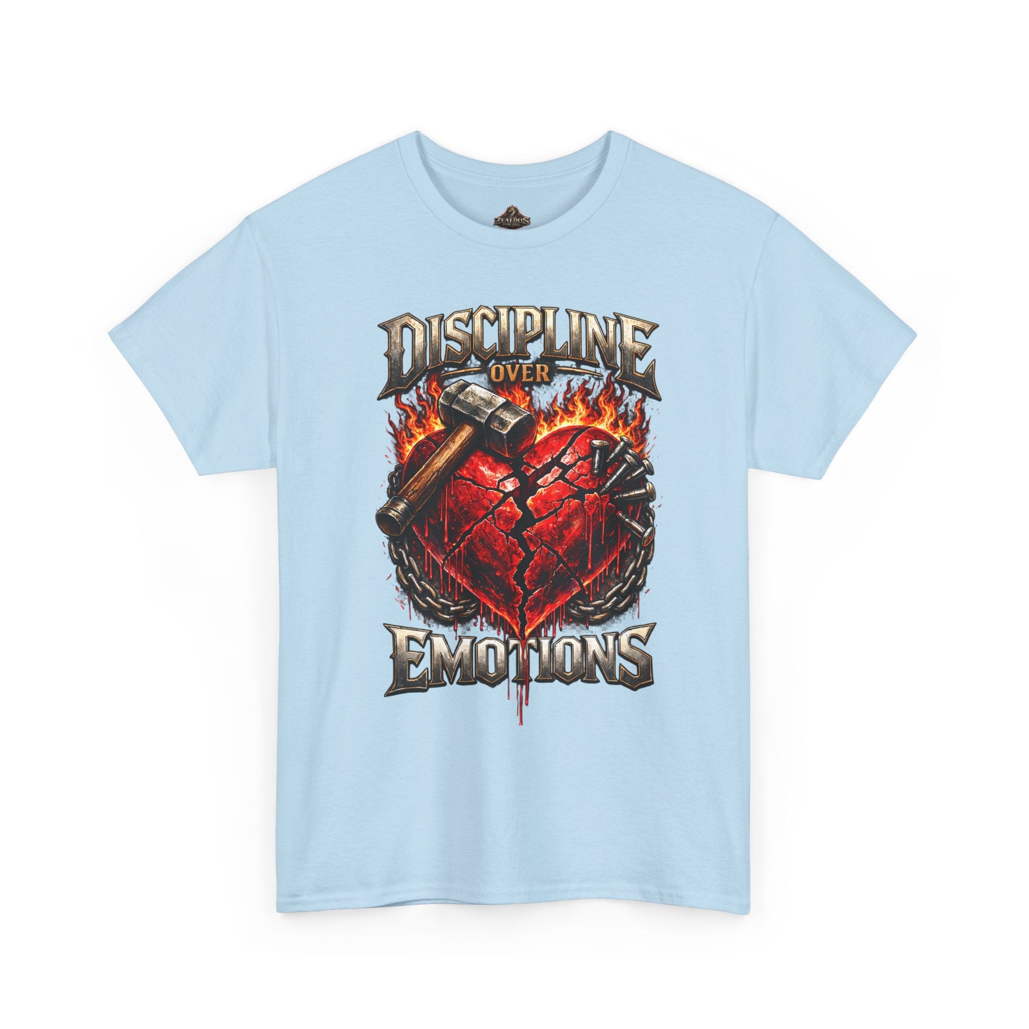 Discipline Over Emotions Graphic T-Shirt (Red Heart) Printify