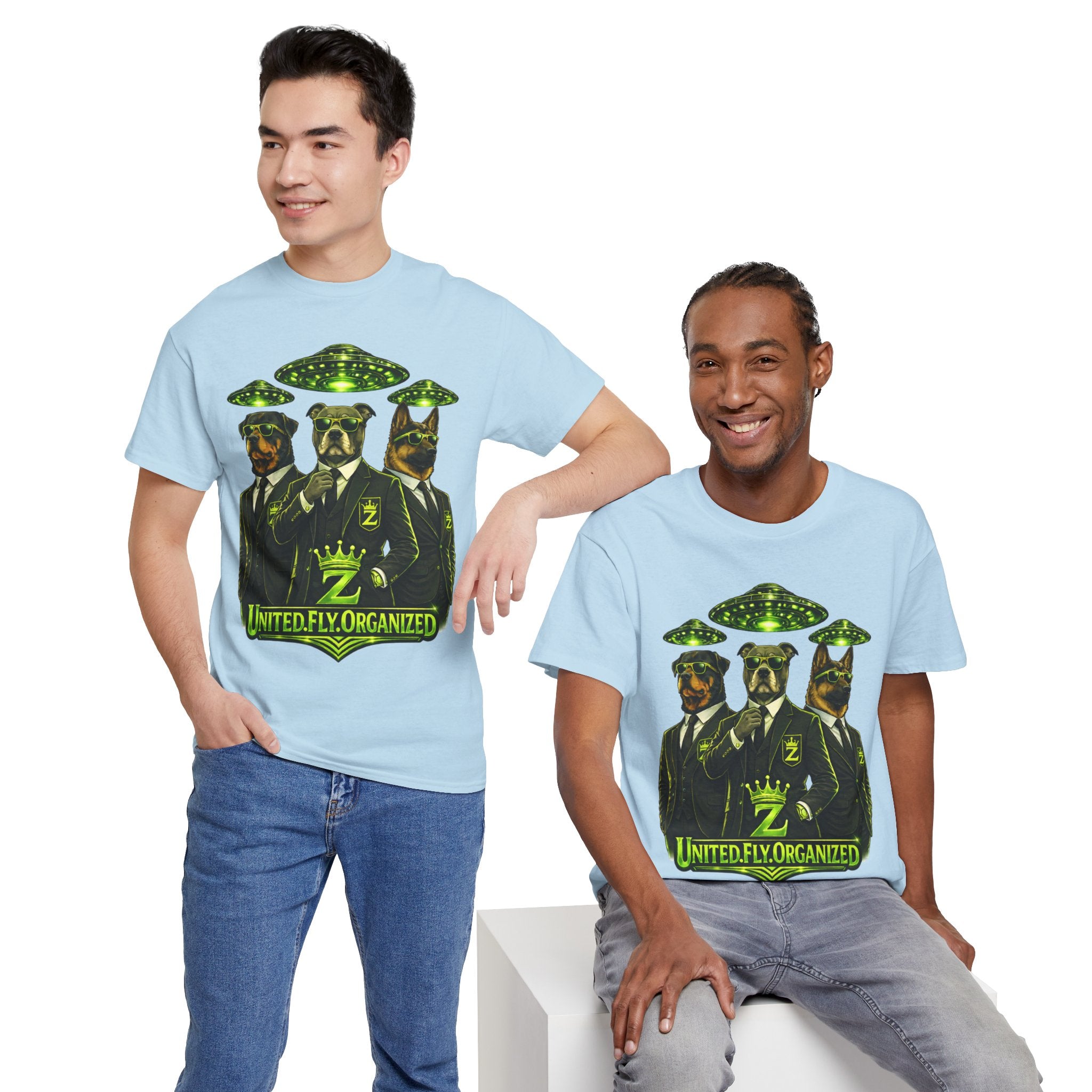 Adult "United. Fly. Organized." Graphic Tee (Lime Green) Printify
