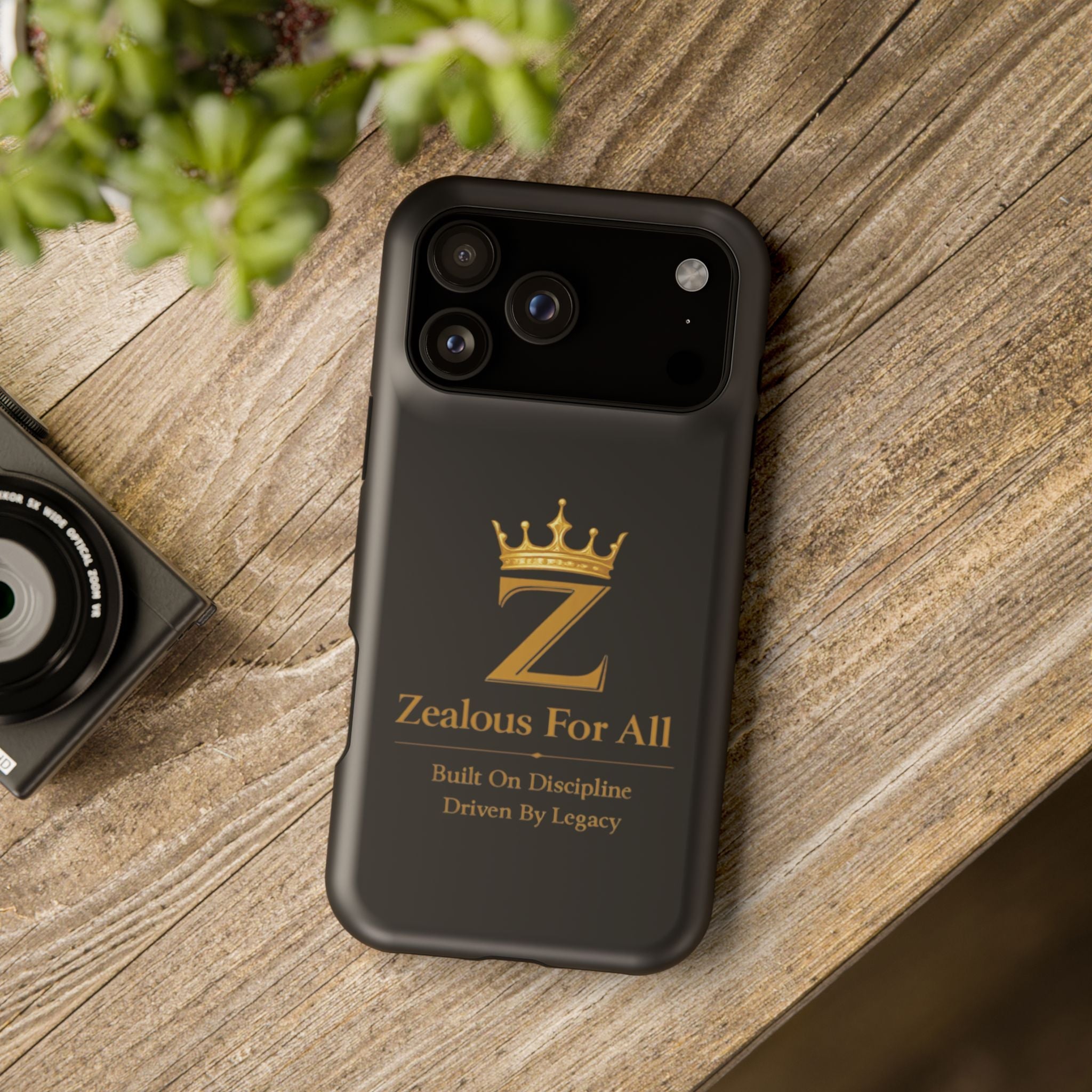 Phone Case — "Zealous For All" Gold Crown Impact-Resistant Case Printify