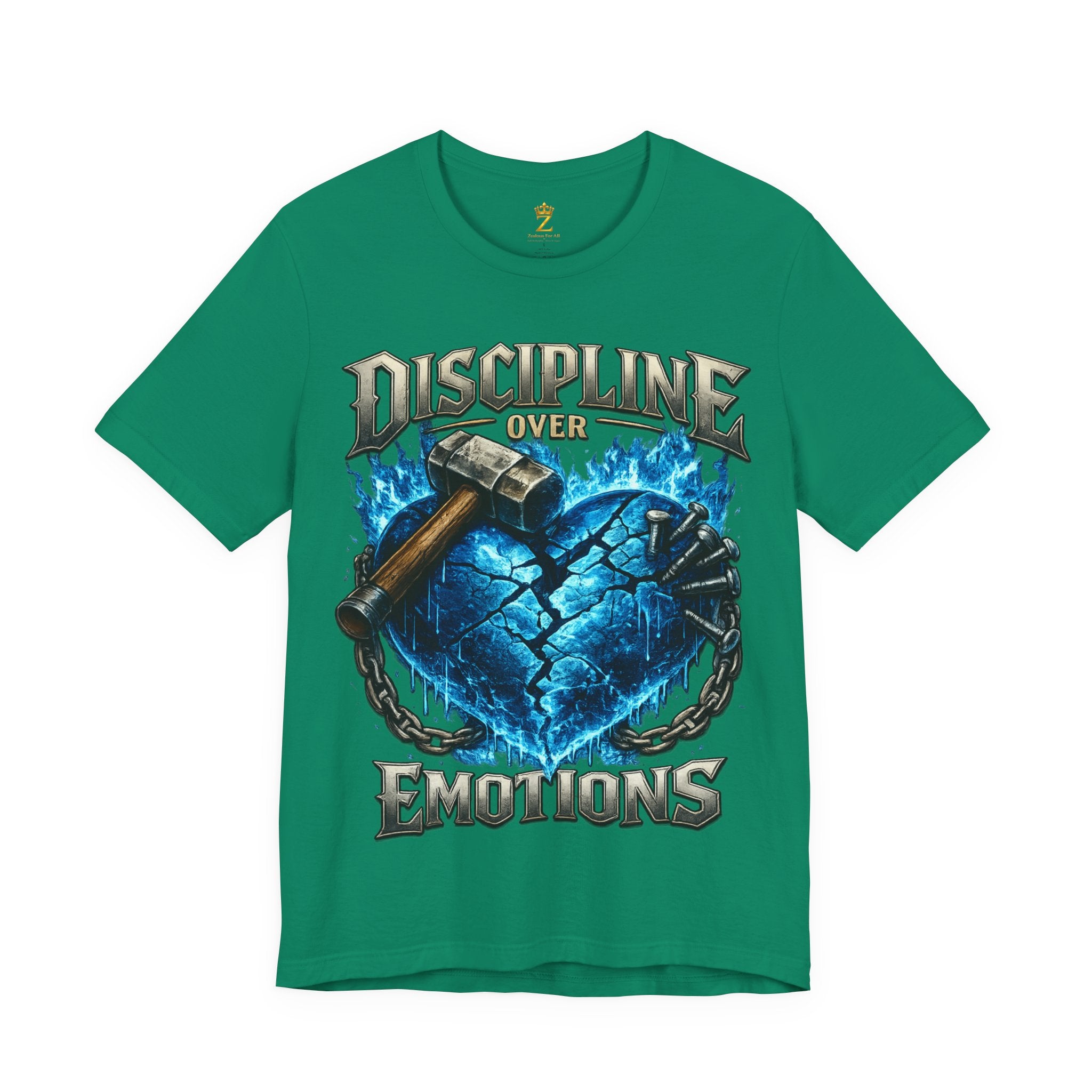 Discipline Over Emotions Premium Graphic T-Shirt (Blue Heart) Printify