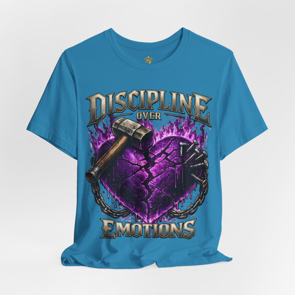 Discipline Over Emotions Premium Graphic T-Shirt (Purple Heart) Printify