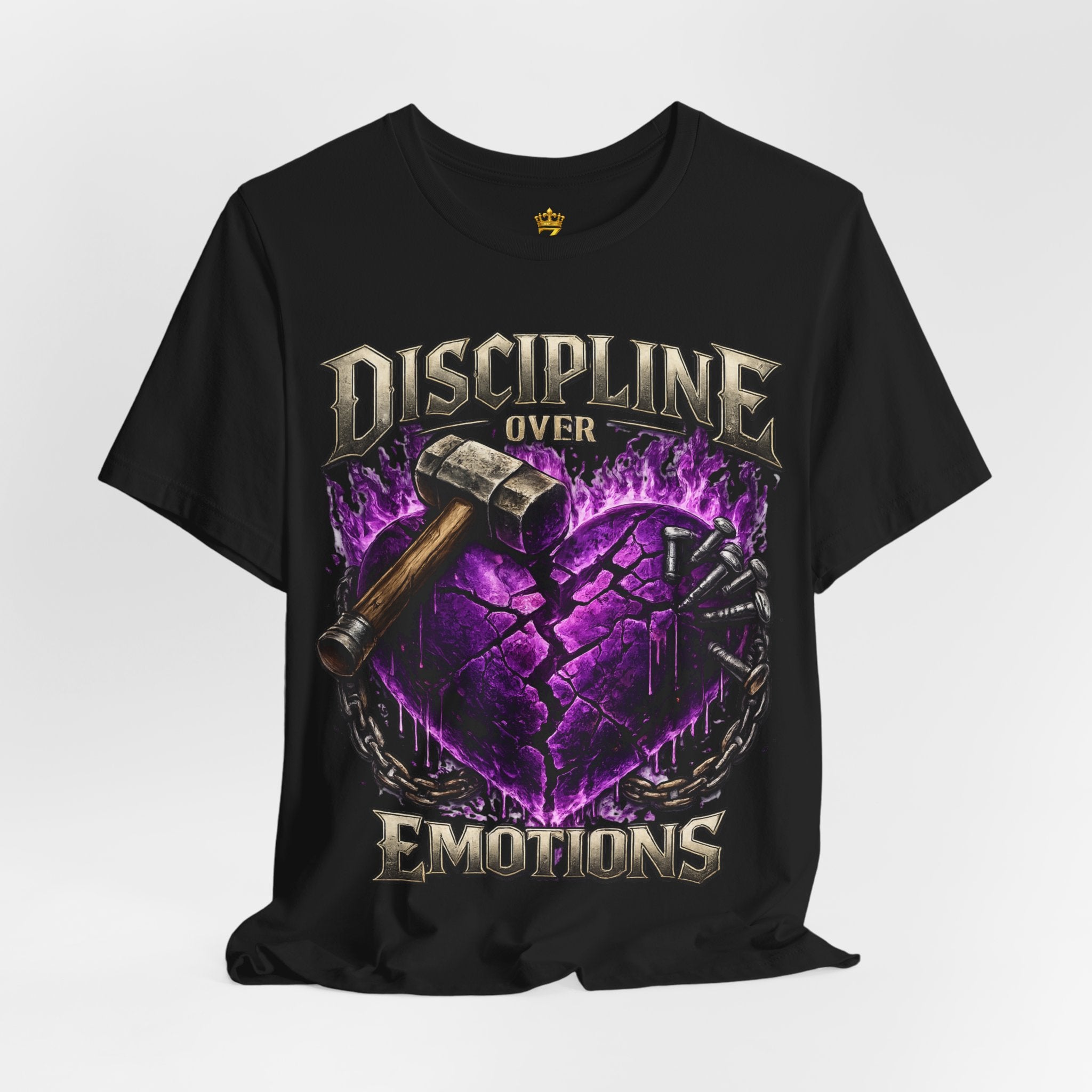 Discipline Over Emotions Premium Graphic T-Shirt (Purple Heart) Printify