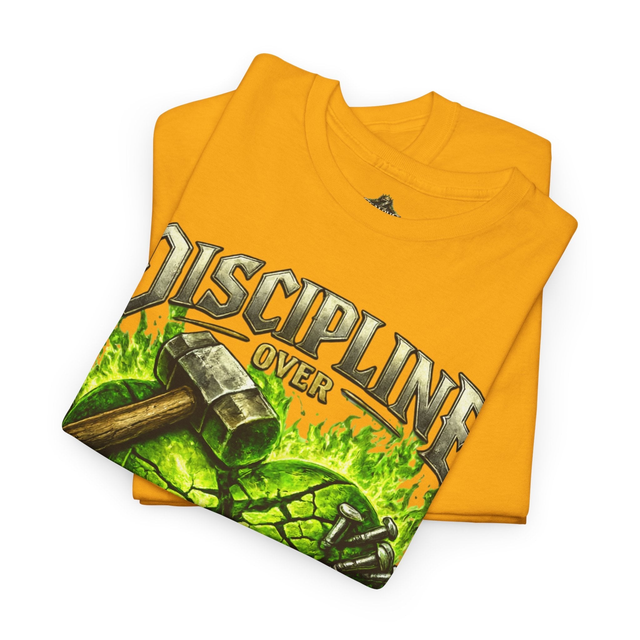 Adult Discipline Over Emotions Graphic T-Shirt (Lime Green Heart)