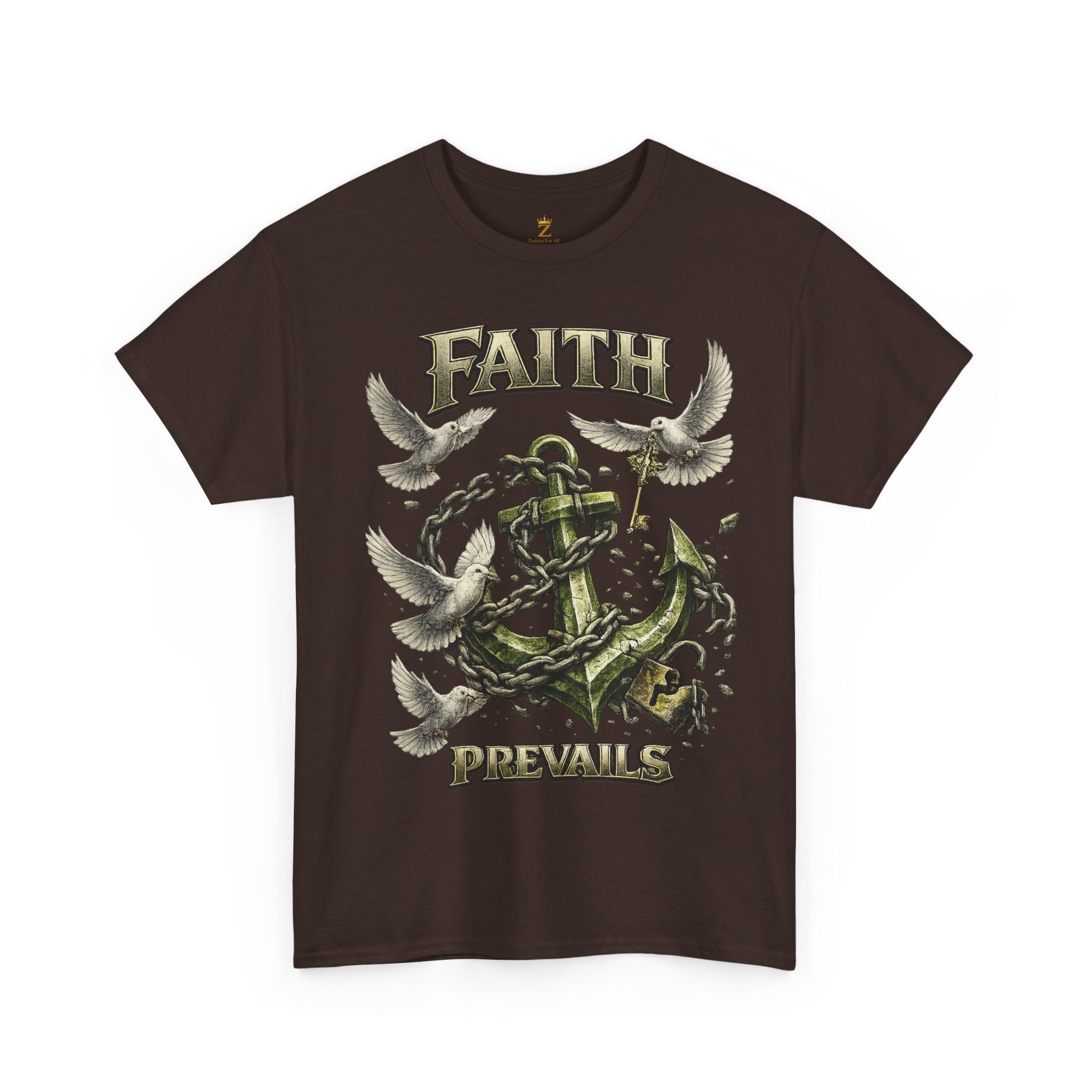 Adult Faith Prevails Anchor T-Shirt (Green Anchor) Printify