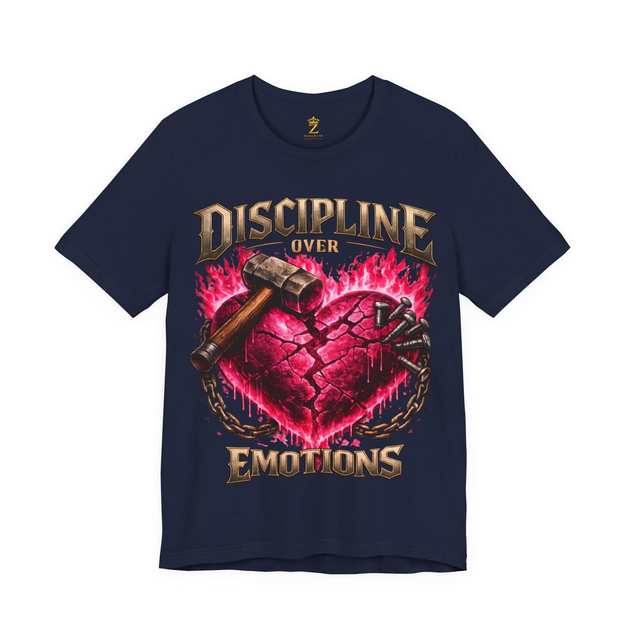 Discipline Over Emotions Premium Graphic T-Shirt (Hot Pink Heart) Printify
