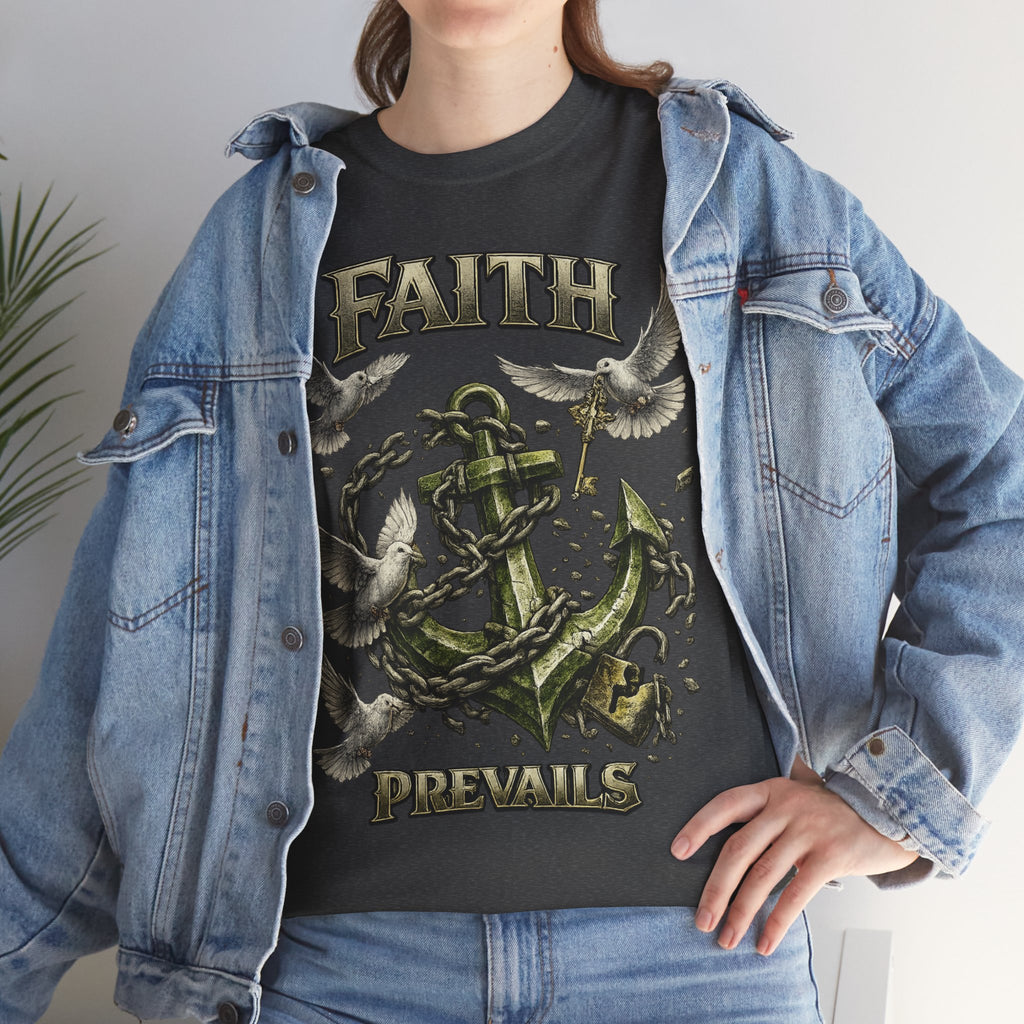 Adult Faith Prevails Anchor T-Shirt (Green Anchor) Printify