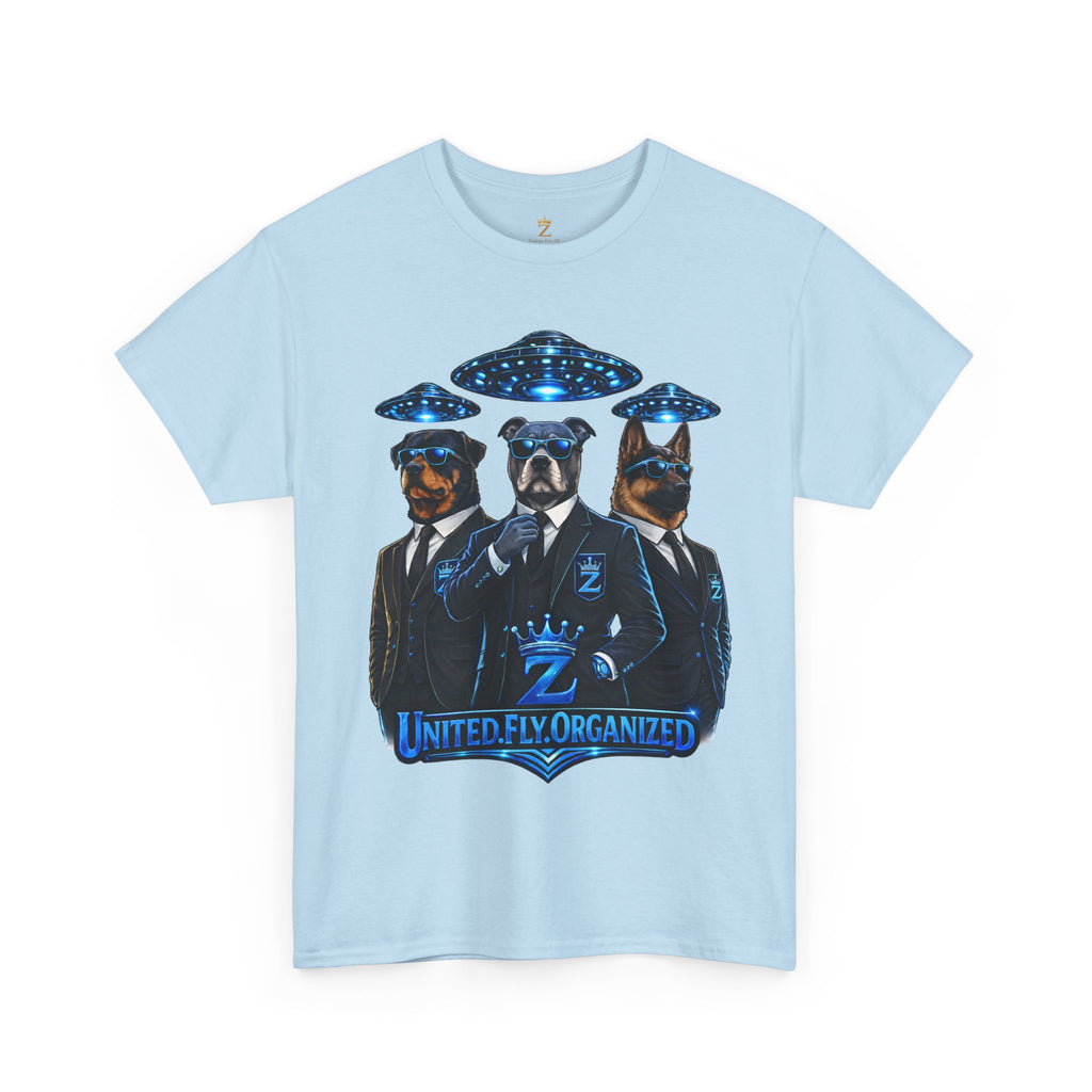 Adult "United. Fly. Organized." Graphic Tee (Blue) Printify