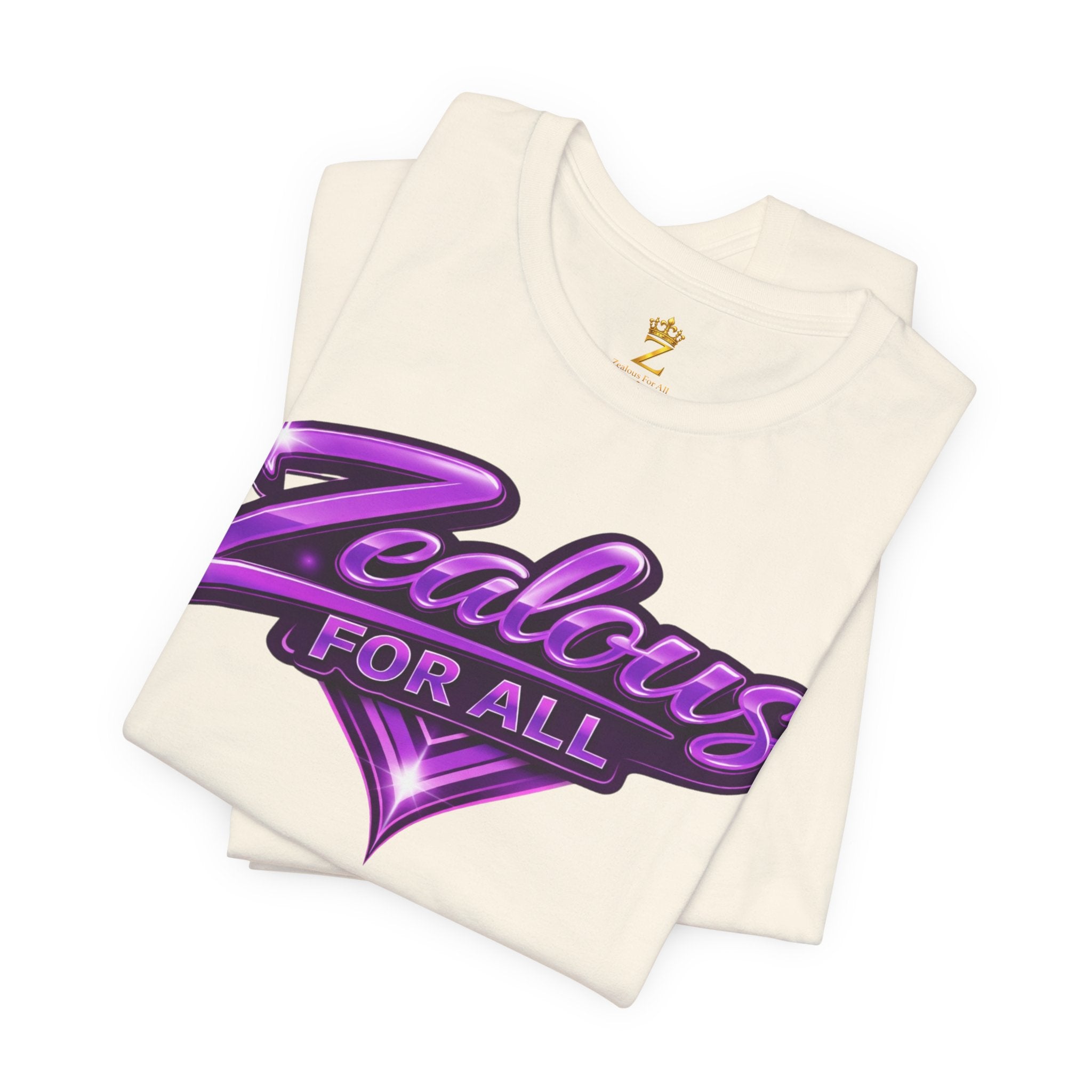 Zealous For All Graphic T-Shirt (Purple Logo) Printify