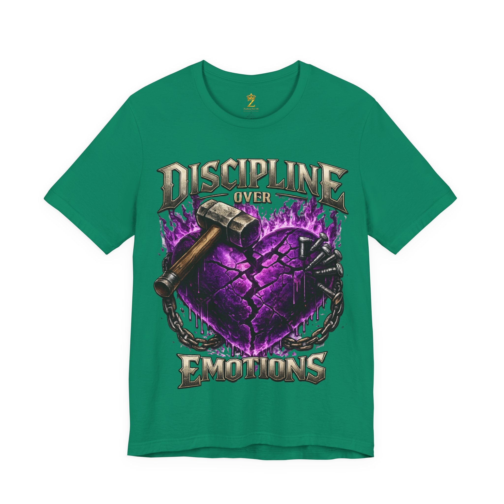 Discipline Over Emotions Premium Graphic T-Shirt (Purple Heart) Printify
