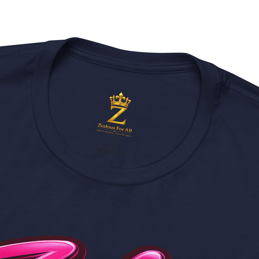 Zealous For All Graphic T-Shirt (Hot Pink Logo) Printify