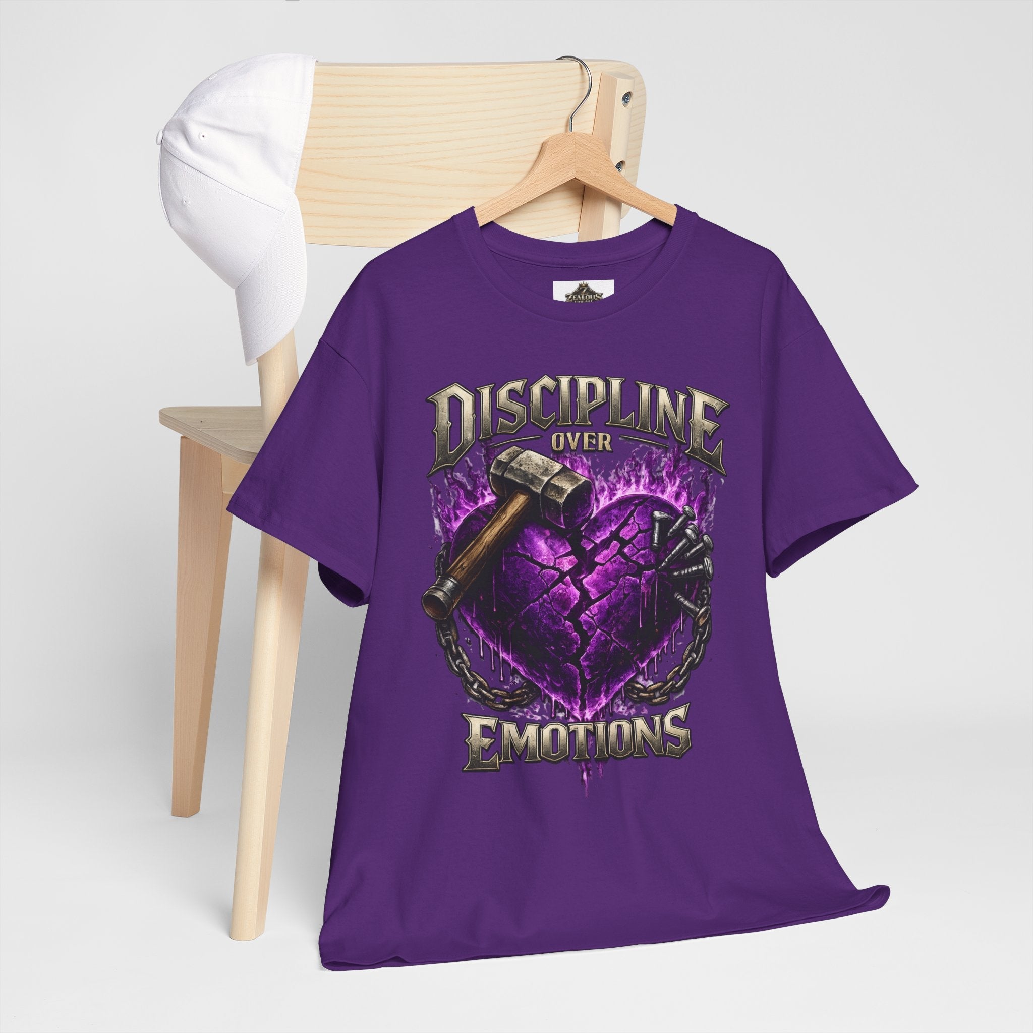 Adult Discipline Over Emotions Graphic T-Shirt (Purple Heart)