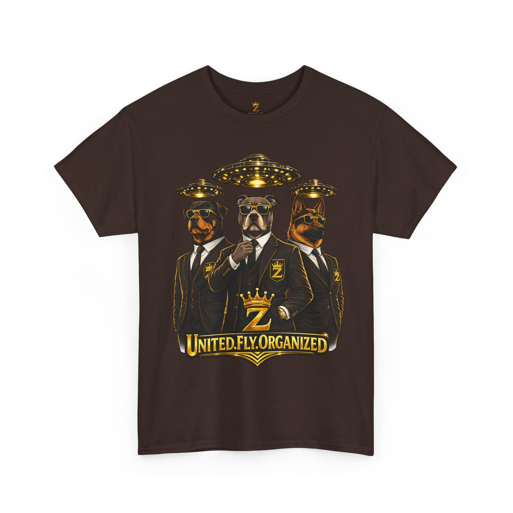 Adult "United. Fly. Organized." Graphic Tee (Gold) Printify