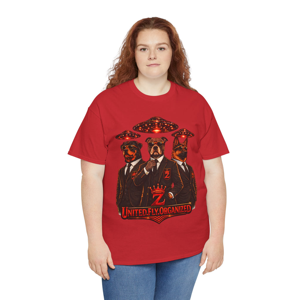 Adult "United. Fly. Organized." Graphic Tee (Red) Printify