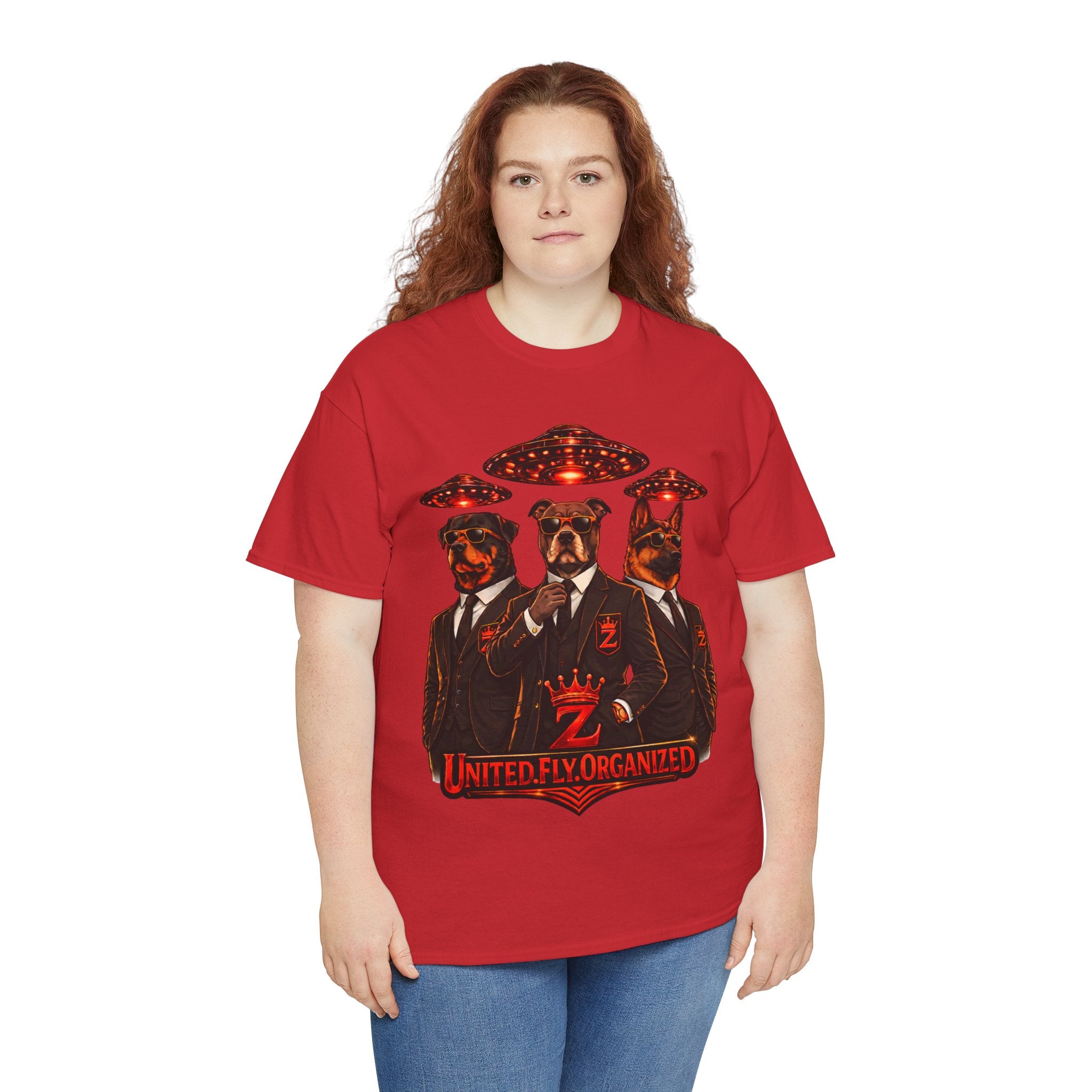 Adult "United. Fly. Organized." Graphic Tee (Red) Printify