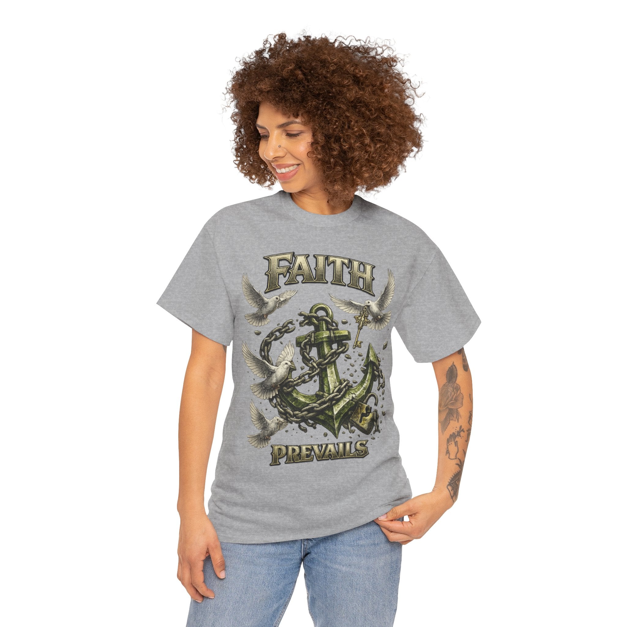 Adult Faith Prevails Anchor T-Shirt (Green Anchor) Printify