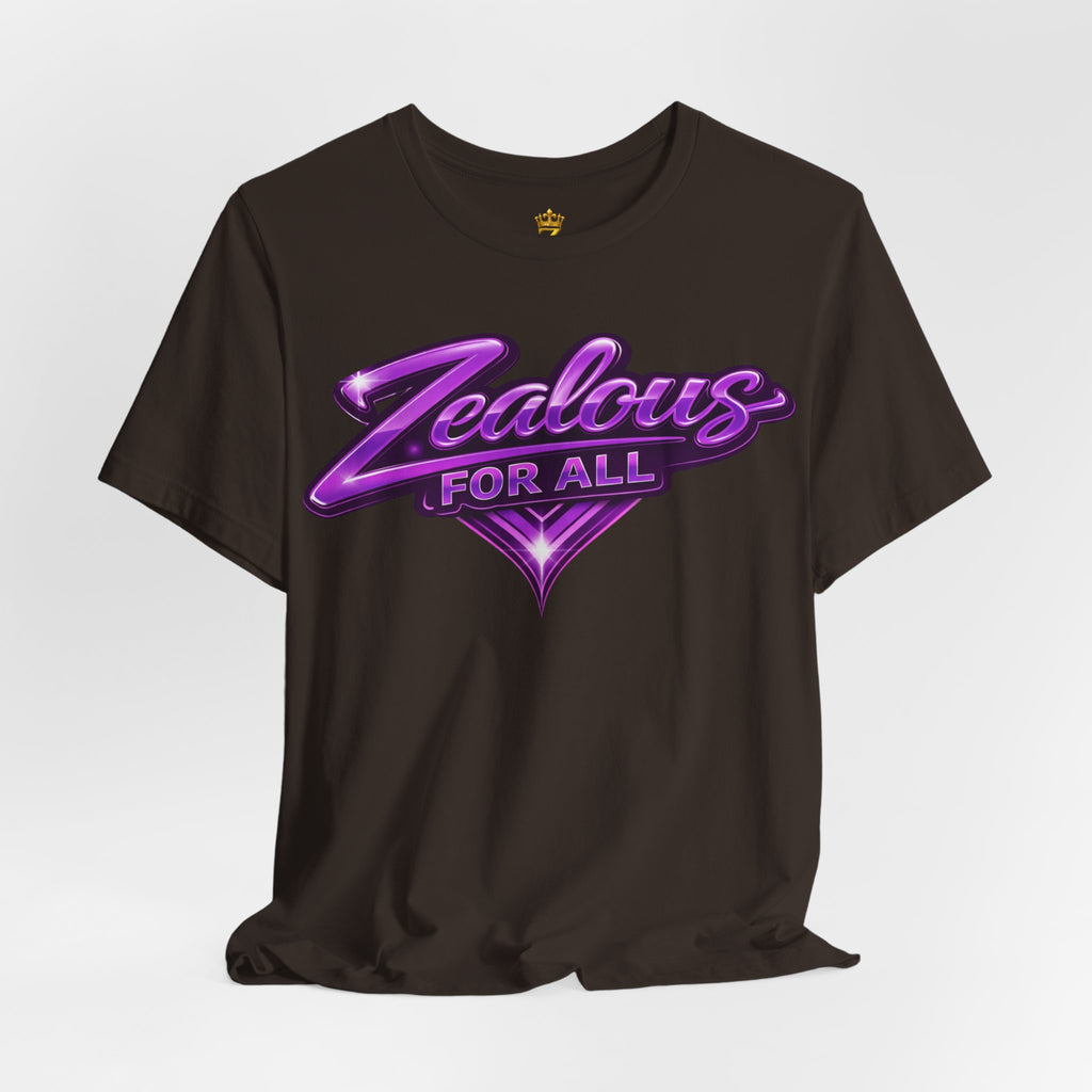 Zealous For All Graphic T-Shirt (Purple Logo) Printify