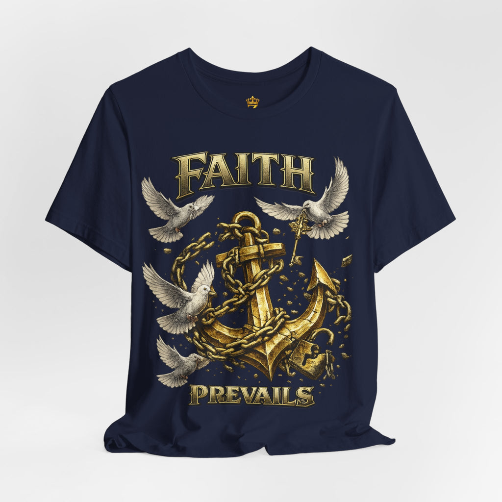 Faith Prevails T‑Shirt (Gold Anchor) Printify